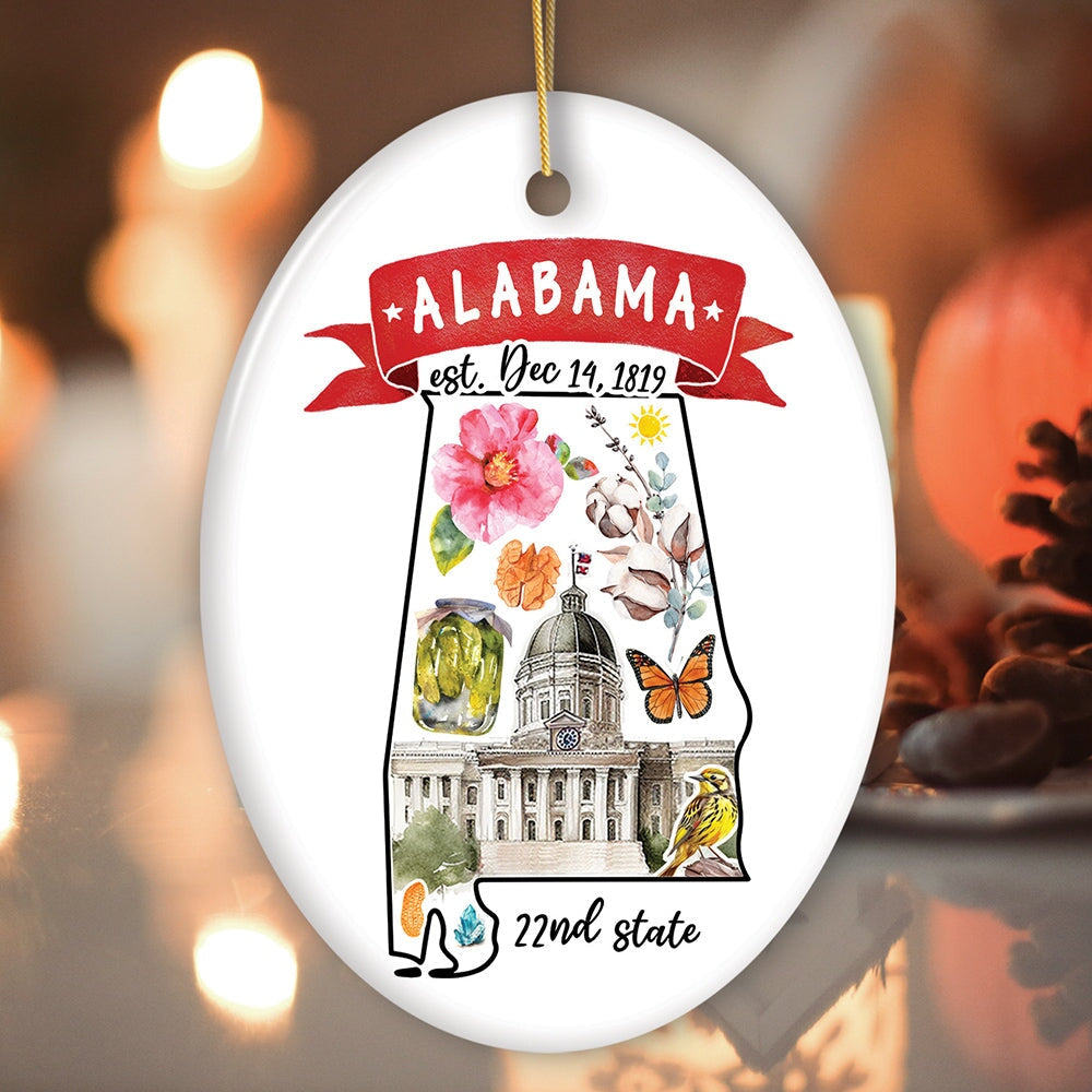 Artistic Alabama State Themes and Landmarks Christmas Ornament