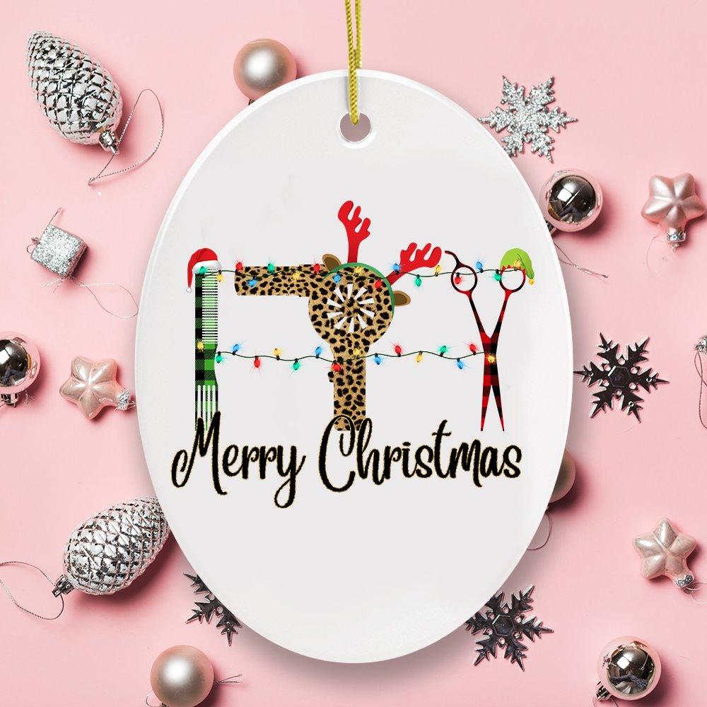 Hairdresser Plaid Merry Christmas Ornament