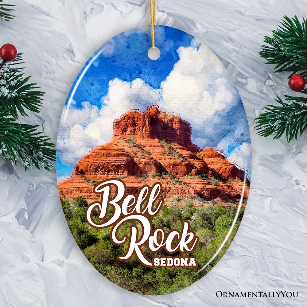 Bell Rock Sedona Ceramic Ornament, Arizona Landmark Souvenir Christmas Decoration for Hikers