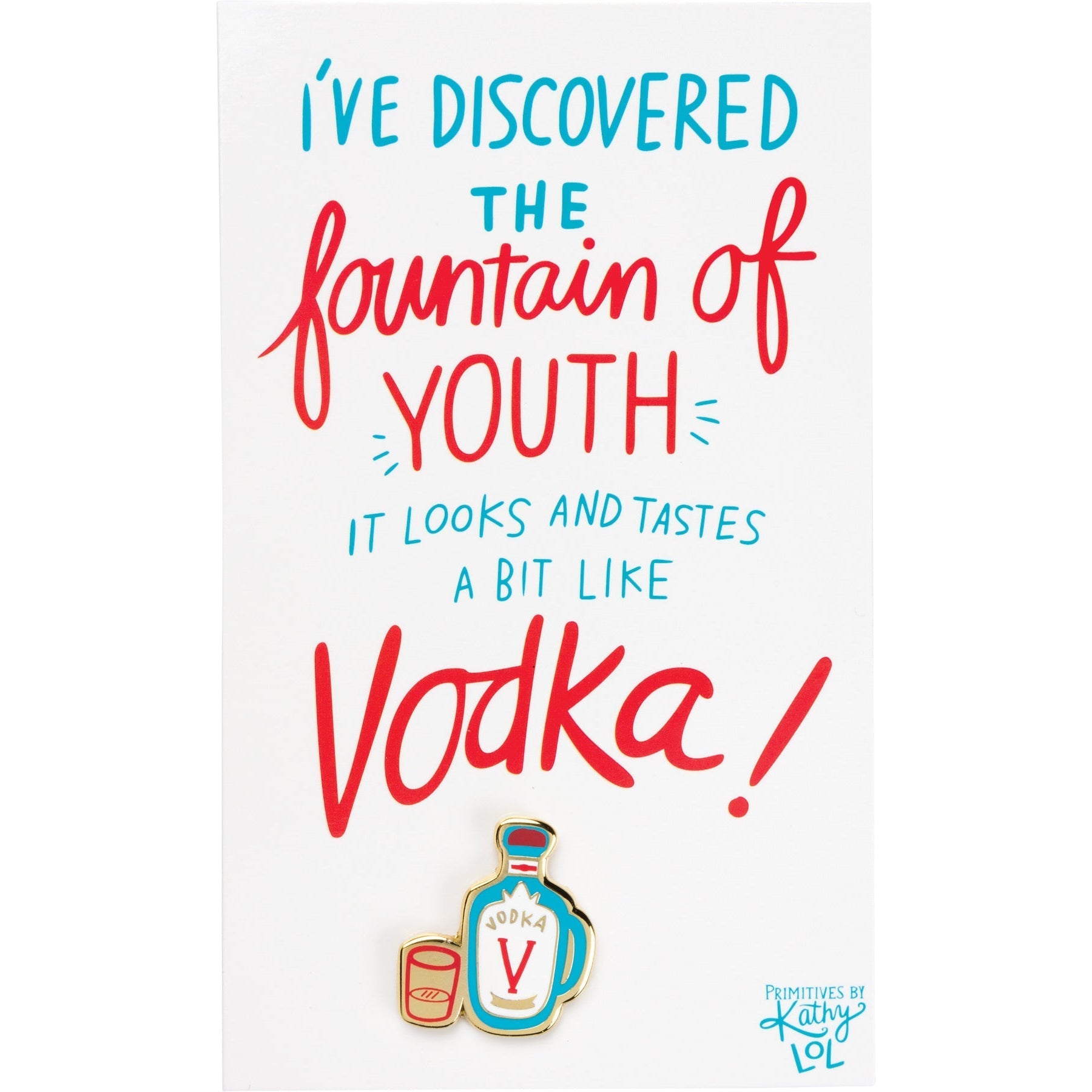 Fountain Of Youth Vodka Enamel Pin On Gift Card