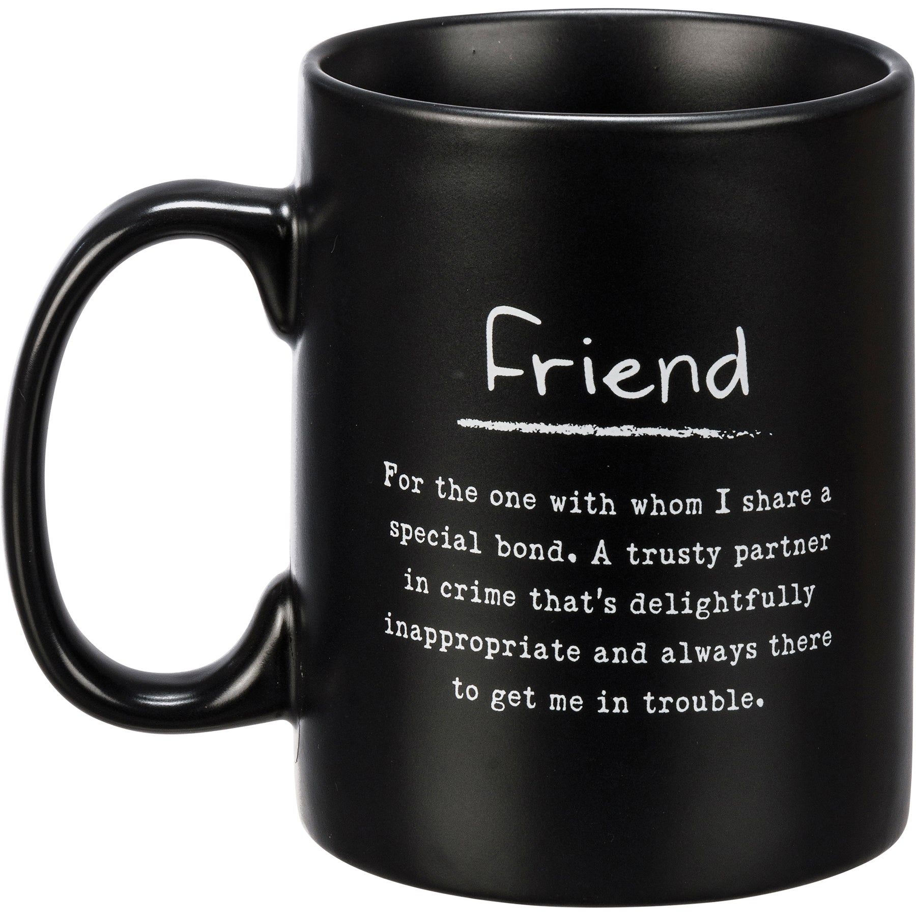 Friend Poetry Stoneware Mug | Matte Black Double-sided Coffee Tea Cup | 20oz