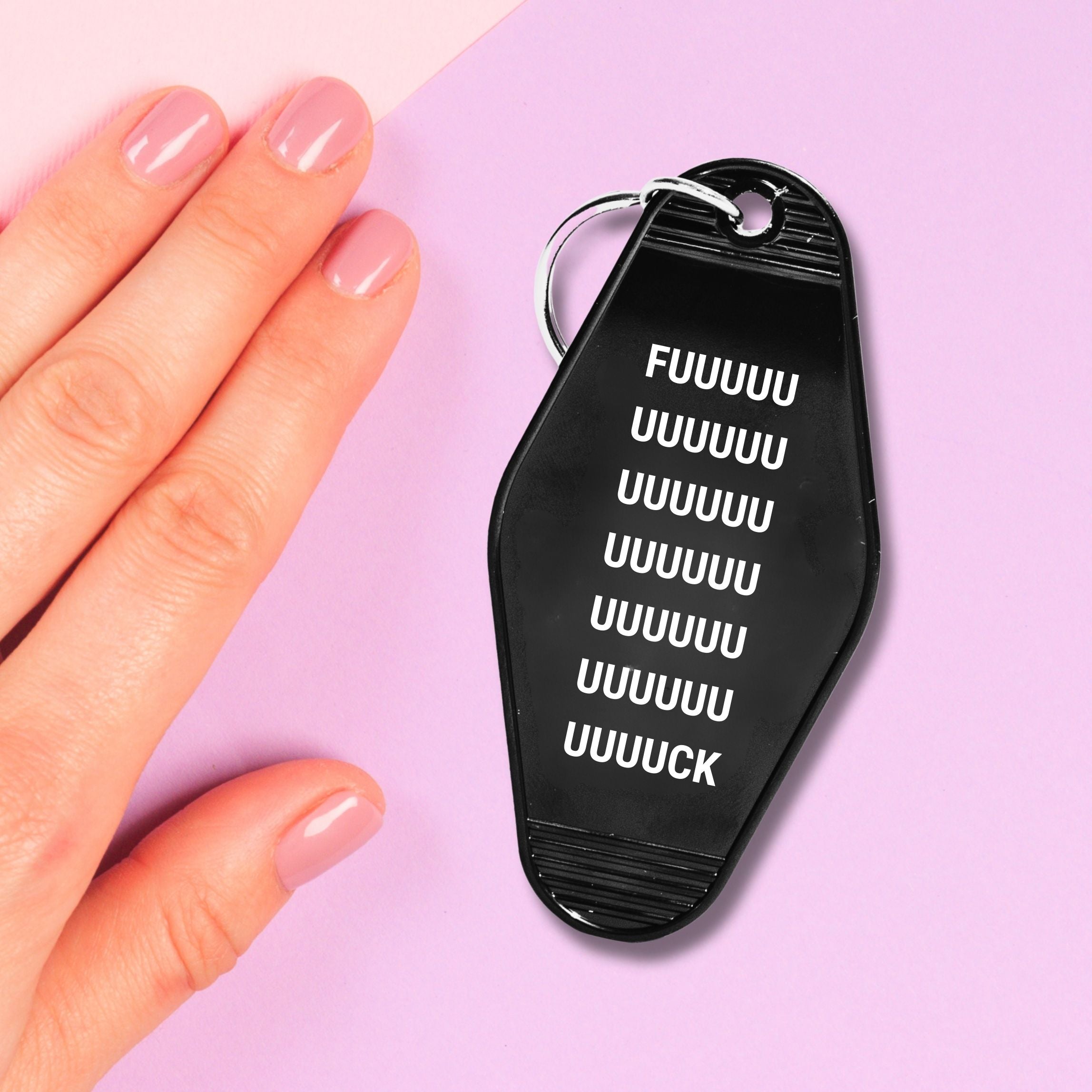 Fuuuuuuuuuuuck Motel Style Keychain in Black