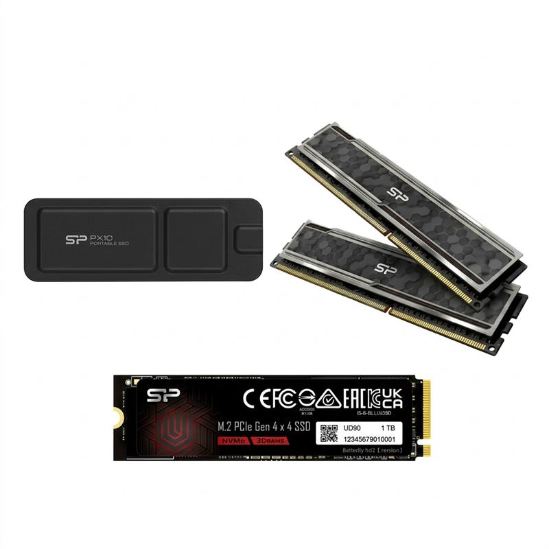 Silicon Power Gen4 1TB SSD, DDR4 3200MT/s 32GB (2x16GB), 1TB Portable SSD Bundle
