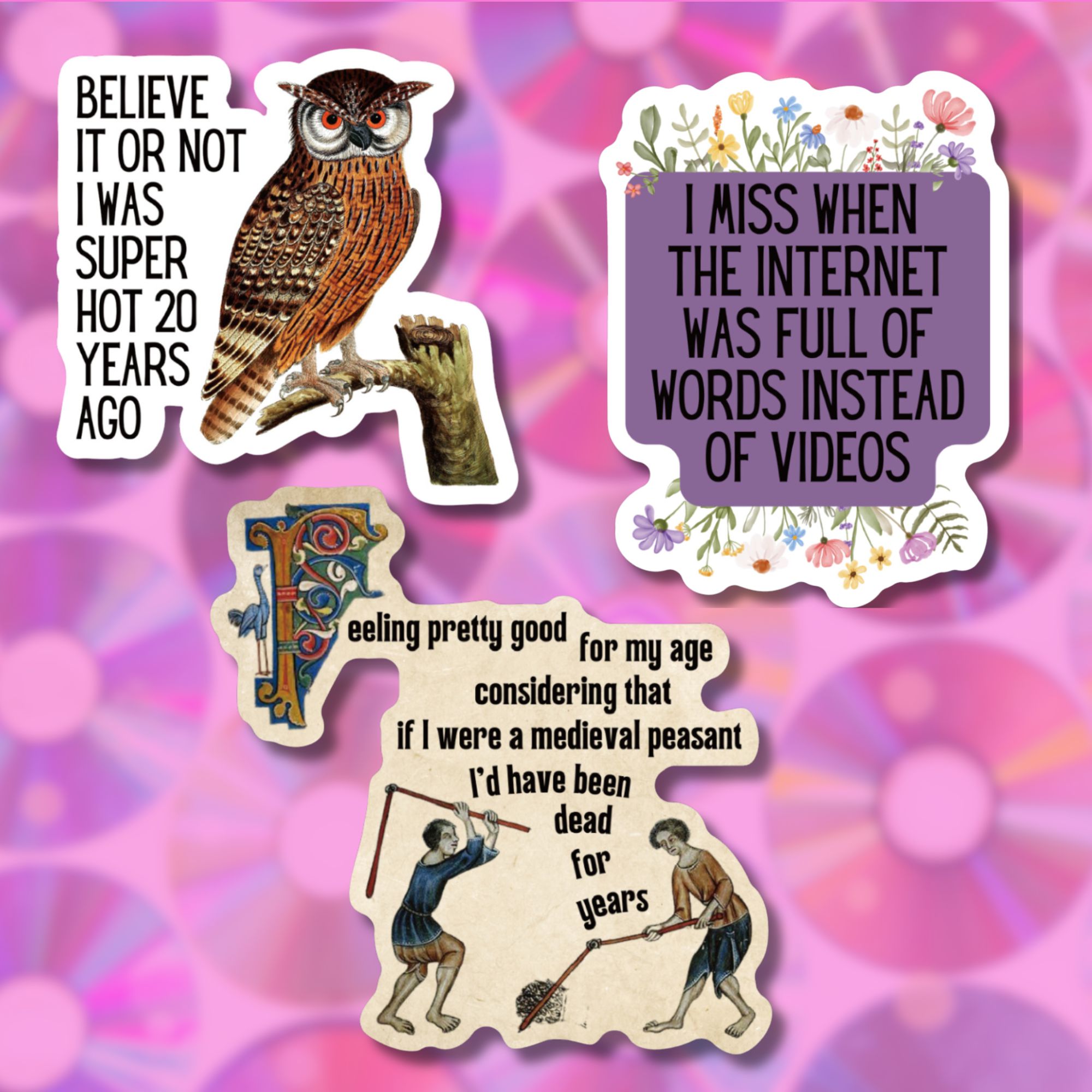 Getting Old and Crusty Sticker Bundle | Glossy Die Cut Vinyl Sticker