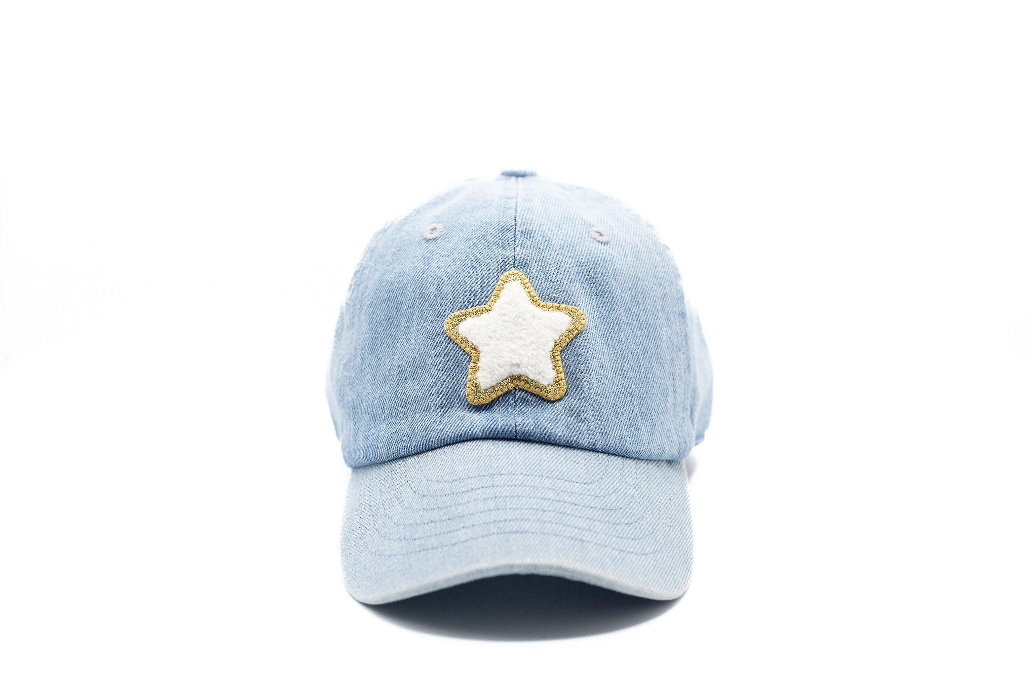 Denim  Glitter Gold Terry Star Hat