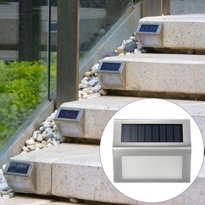 8 LED Solar Stair Step Lights | Dusk to Dawn Auto On/Off | Super Bright (2024 Model)