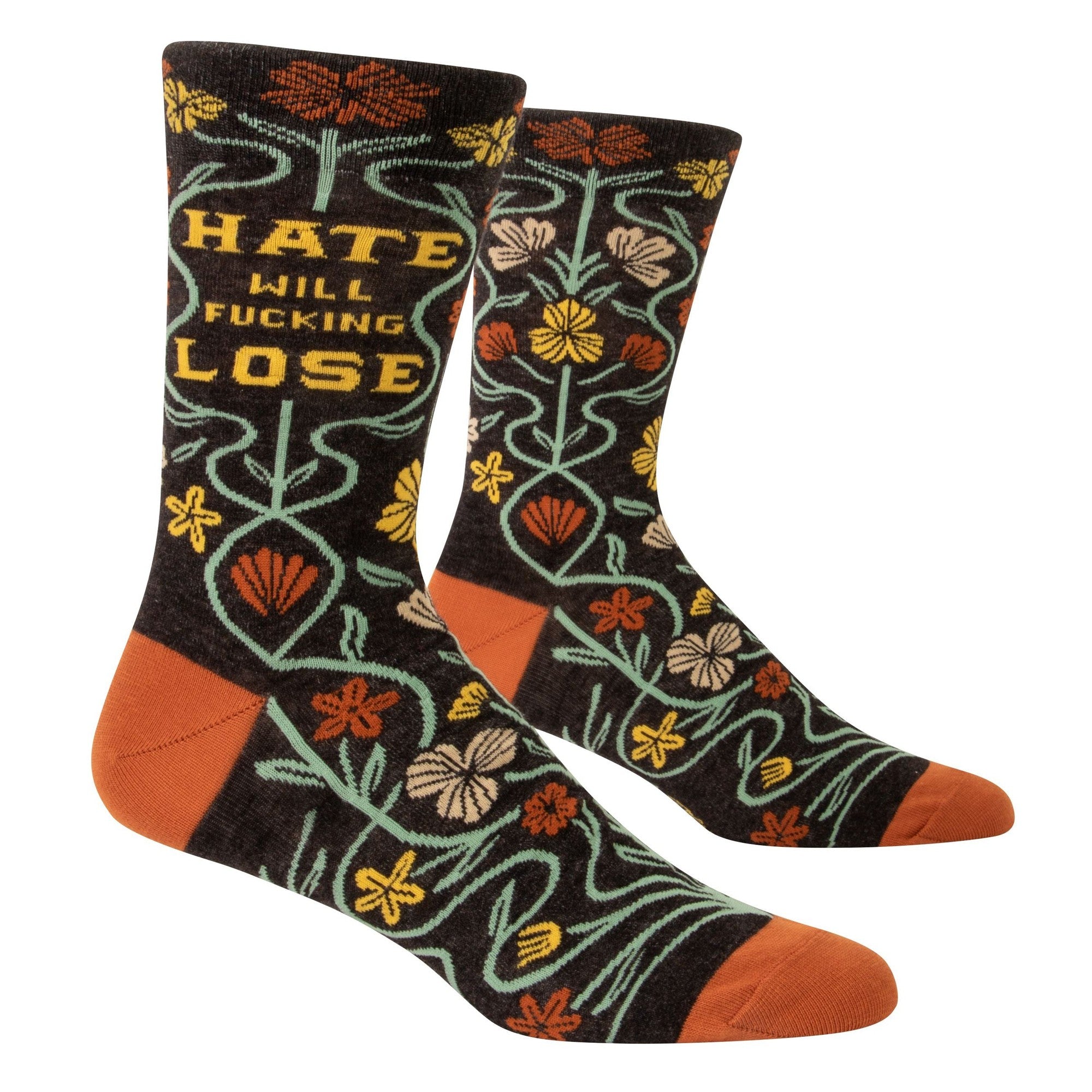 Hate Will Fucking Lose Men's Crew Socks | Pride LGBT | All-Over Floral Print | BlueQ at GetBullish