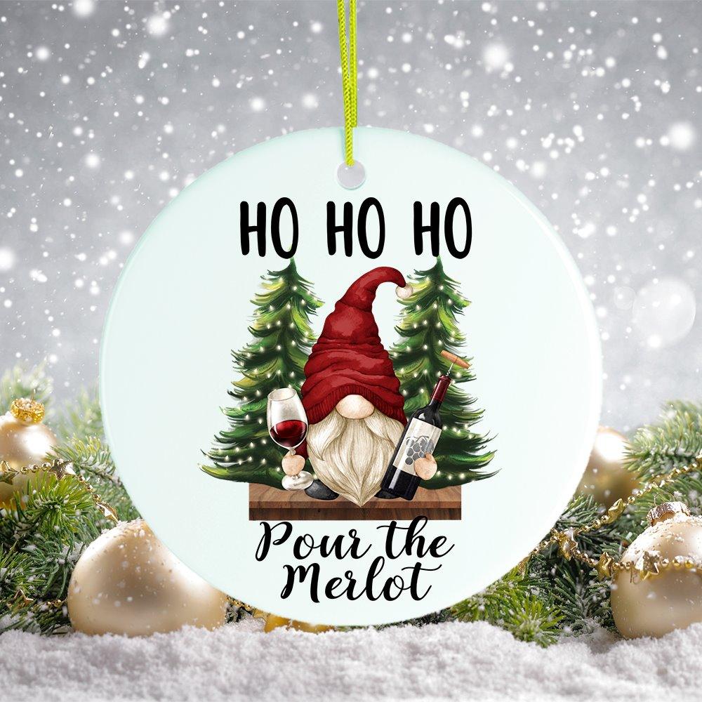 Ho Ho Ho Pass the Merlot Wine Gnome Ornament