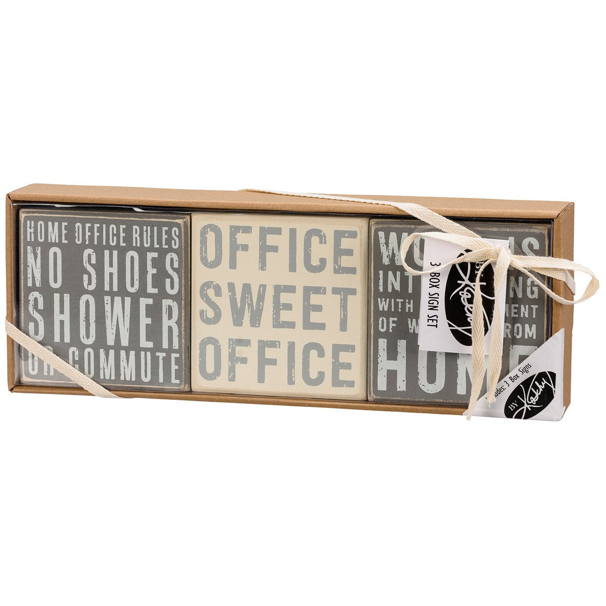 Home Office Gray Box Sign Set | Co-worker Gifts | 4" x 4"