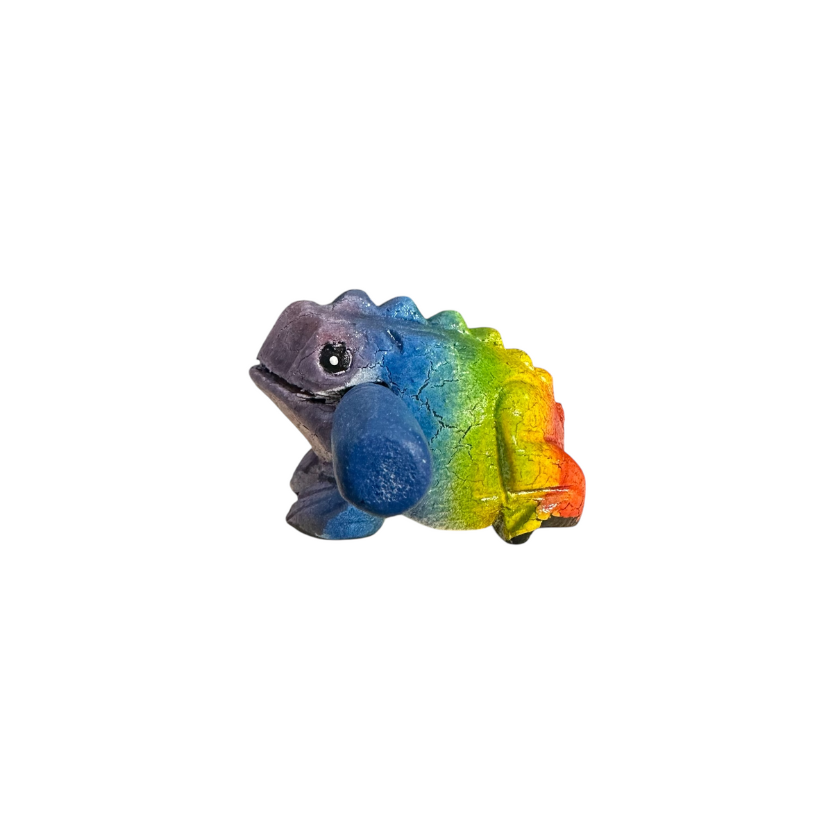 1.5" Wooden Musical Frog - Rainbow Design (Percussion Instrument)