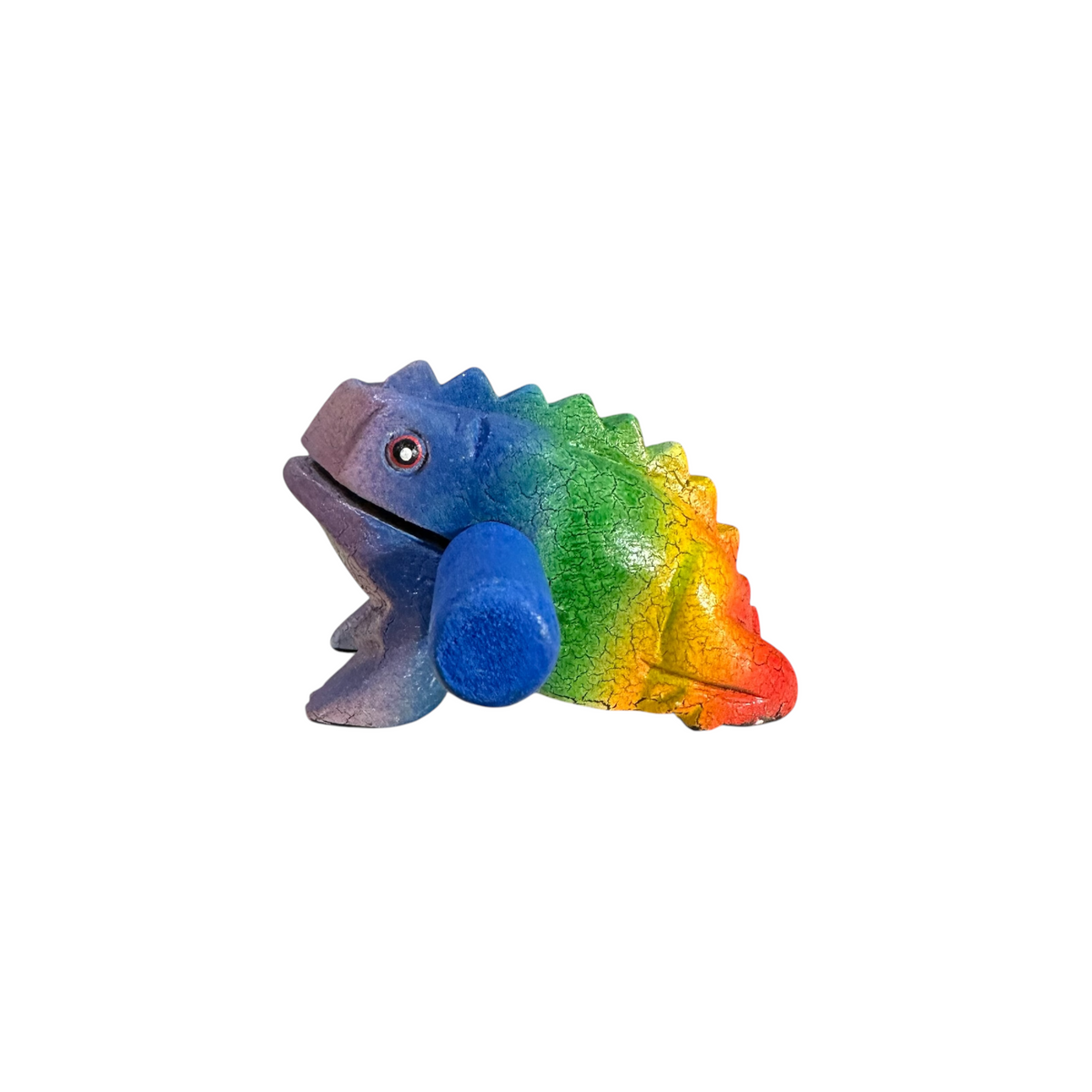 3" Wooden Musical Frog - Rainbow Design (Percussion Instrument)