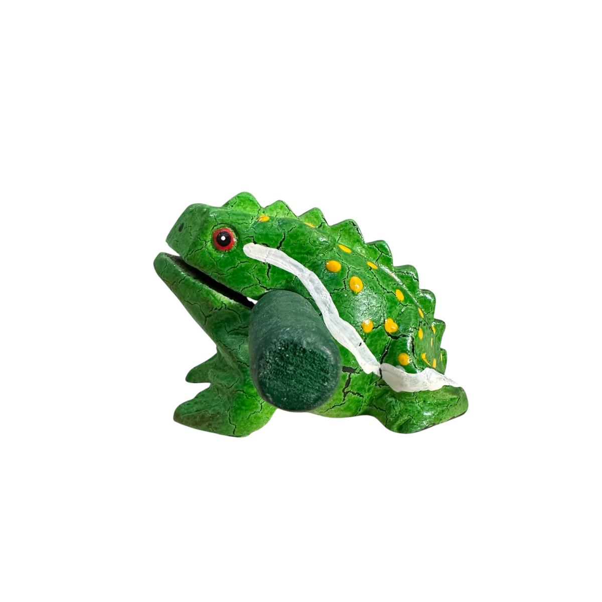 3" Wooden Musical Frog - Green Leaf Design (Percussion Instrument)