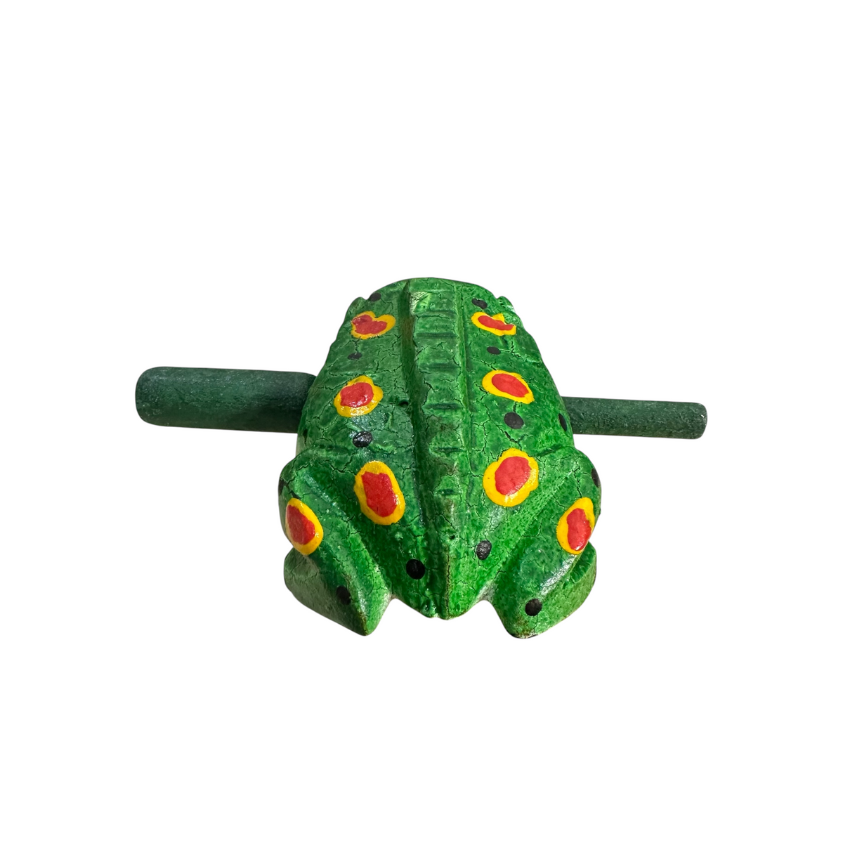 3" Wooden Musical Frog - Green Spring Design (Percussion Instrument)