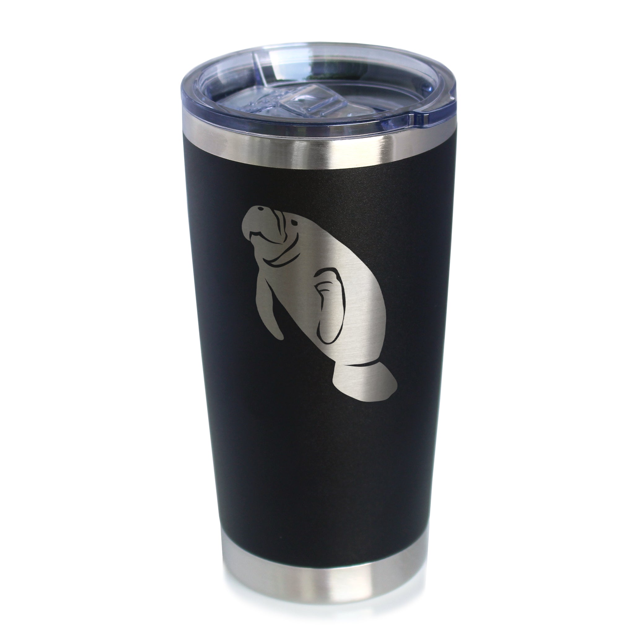 Manatee - Insulated Coffee Tumbler Cup with Sliding Lid - Stainless Steel Travel Mug - Manatee Gifts Women and Men Beach Lovers