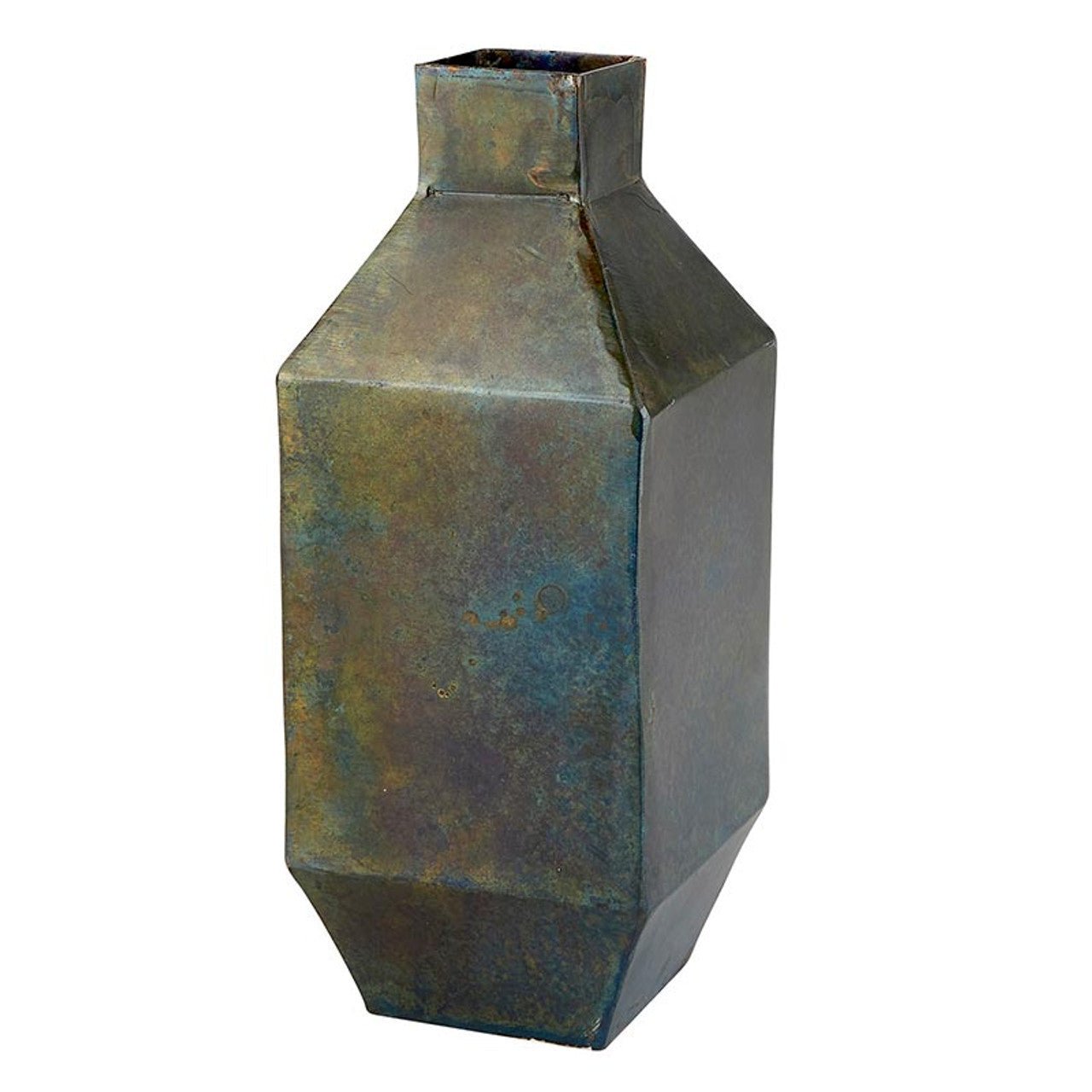 Industrial Geometric Metal Vase | 8" Tall