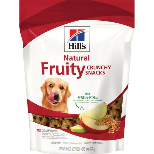 Hill's Natural Fruity Snacks for dogs with Apples & Oatmeal, Crunchy Dog Treat, 8 oz bag