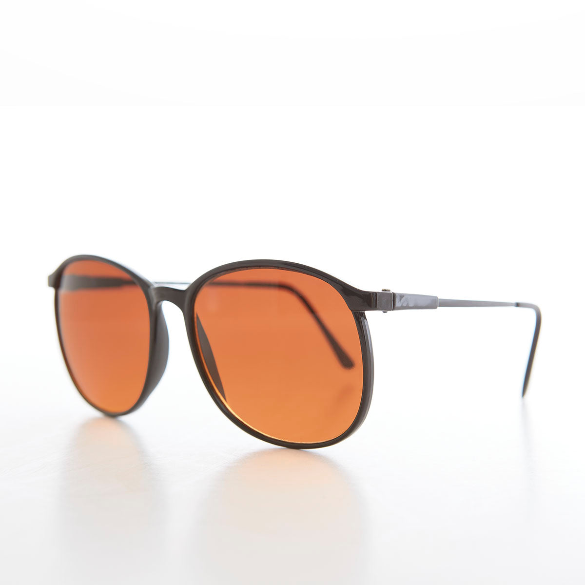 Round Preppy Sunglasses with Amber Lens - Jordy