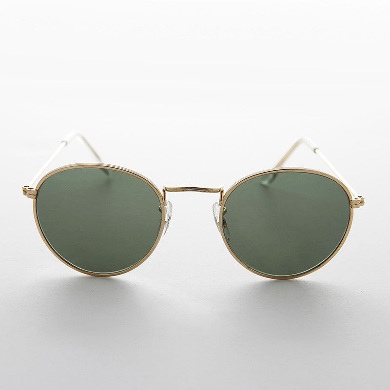 Round Metal Vintage Sunglass with Glass Lens - Julian