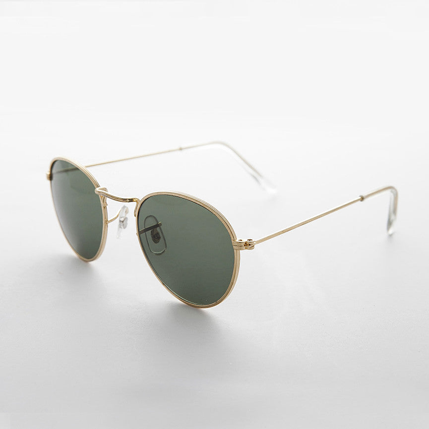 Round Metal Vintage Sunglass with Glass Lens - Julian