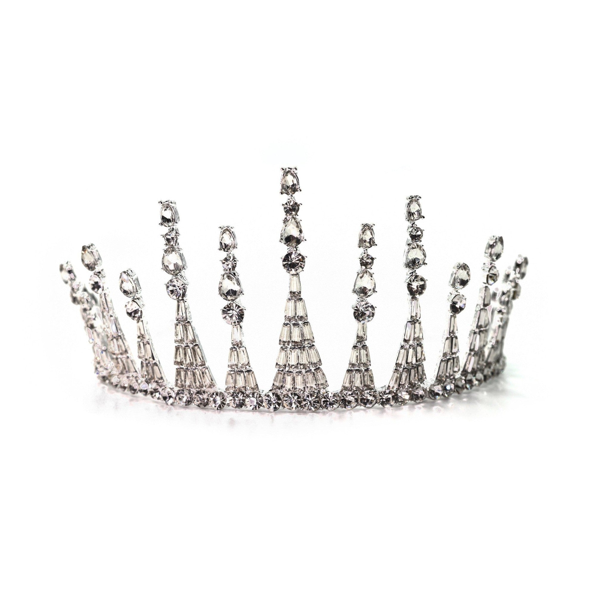 Jazz Age Skyscraper Tiara in Silver | Royalty Crown Bridal Hair Accessory