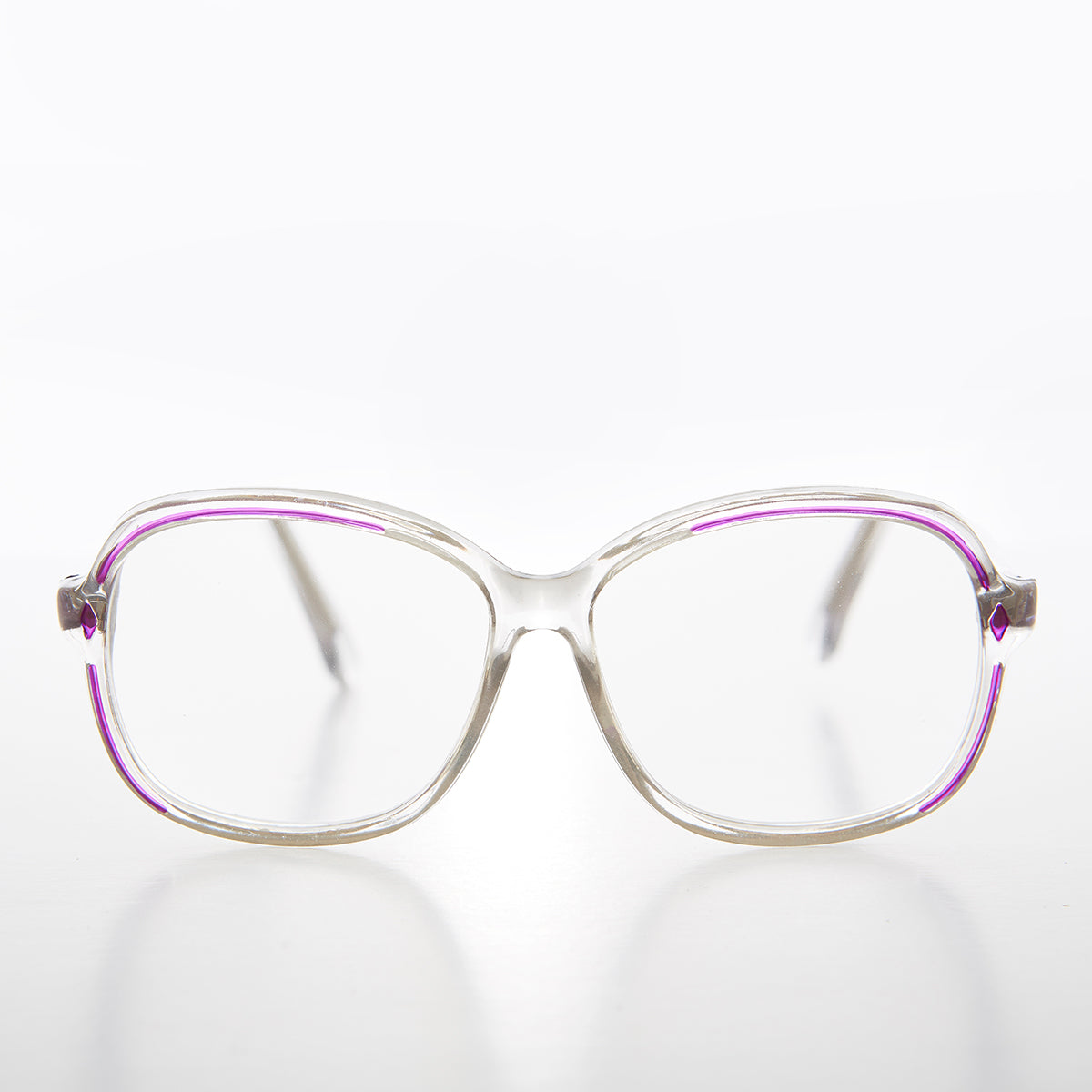 Clear Women's Retro Reading Glasses with Color Accents - Kara