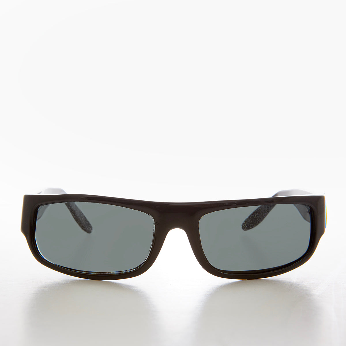 Black Wraparound Rectangular Vintage Sunglasses - Keane