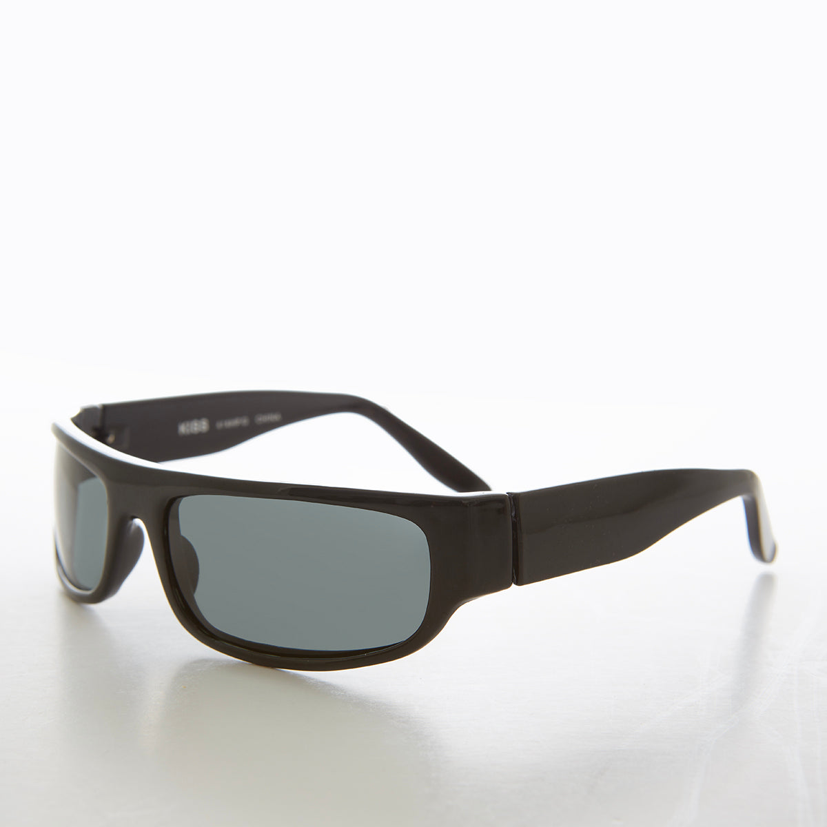 Black Wraparound Rectangular Vintage Sunglasses - Keane