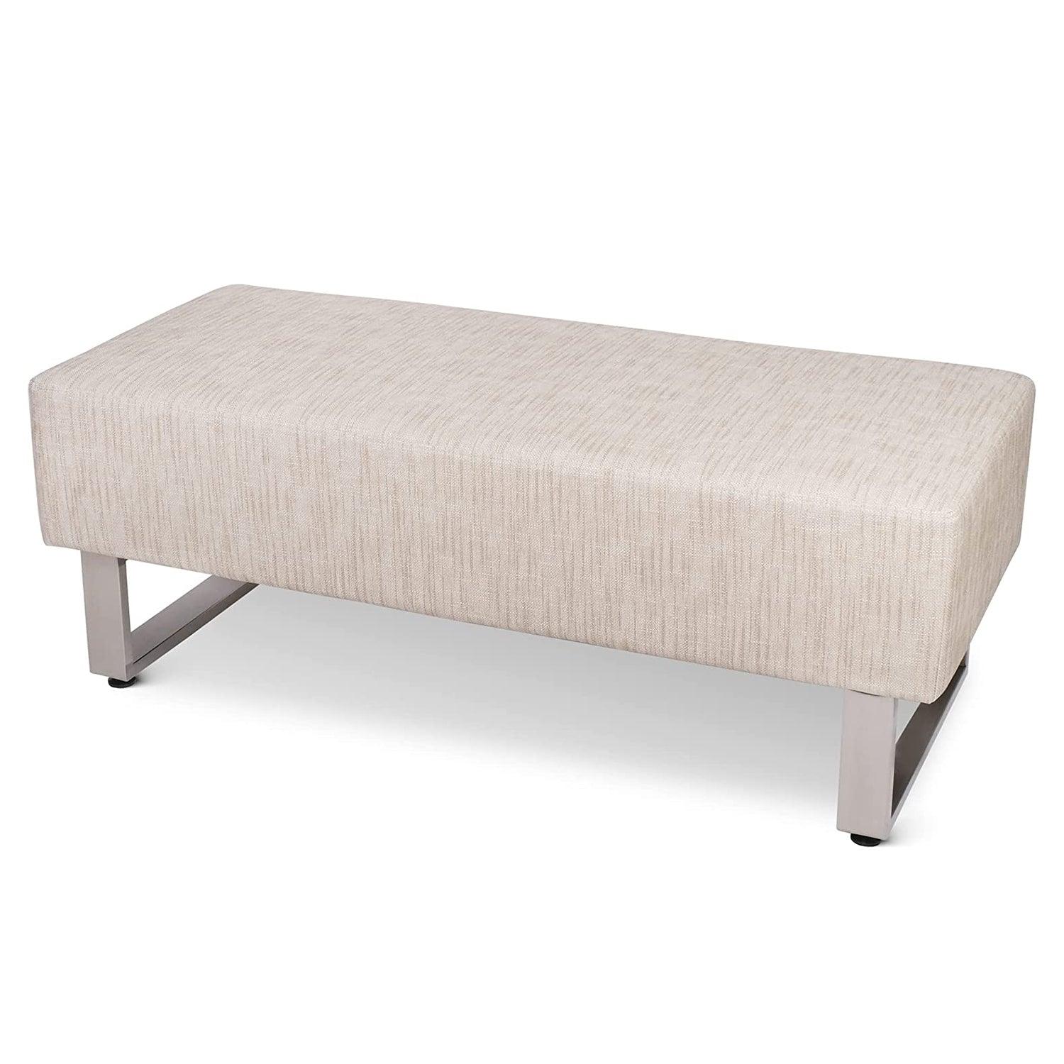 Modern PU Leather Dining Room Bench Upholstered Padded Seat, White