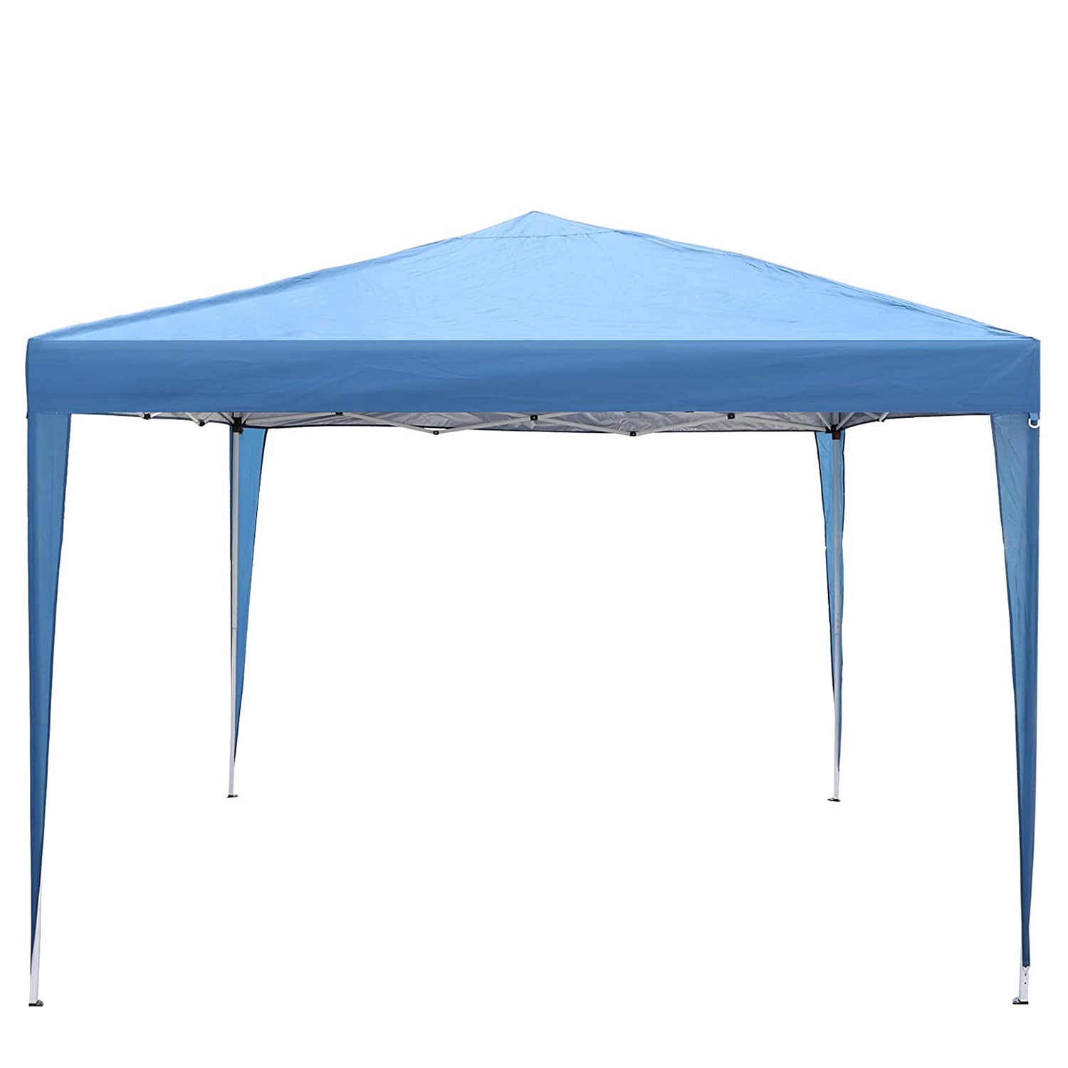 10 ft. Foldable Pop Up Canopy Tent with Mesh Sidewall Height Adjustable Outdoor Gazebos with Carrying Bag, Blue