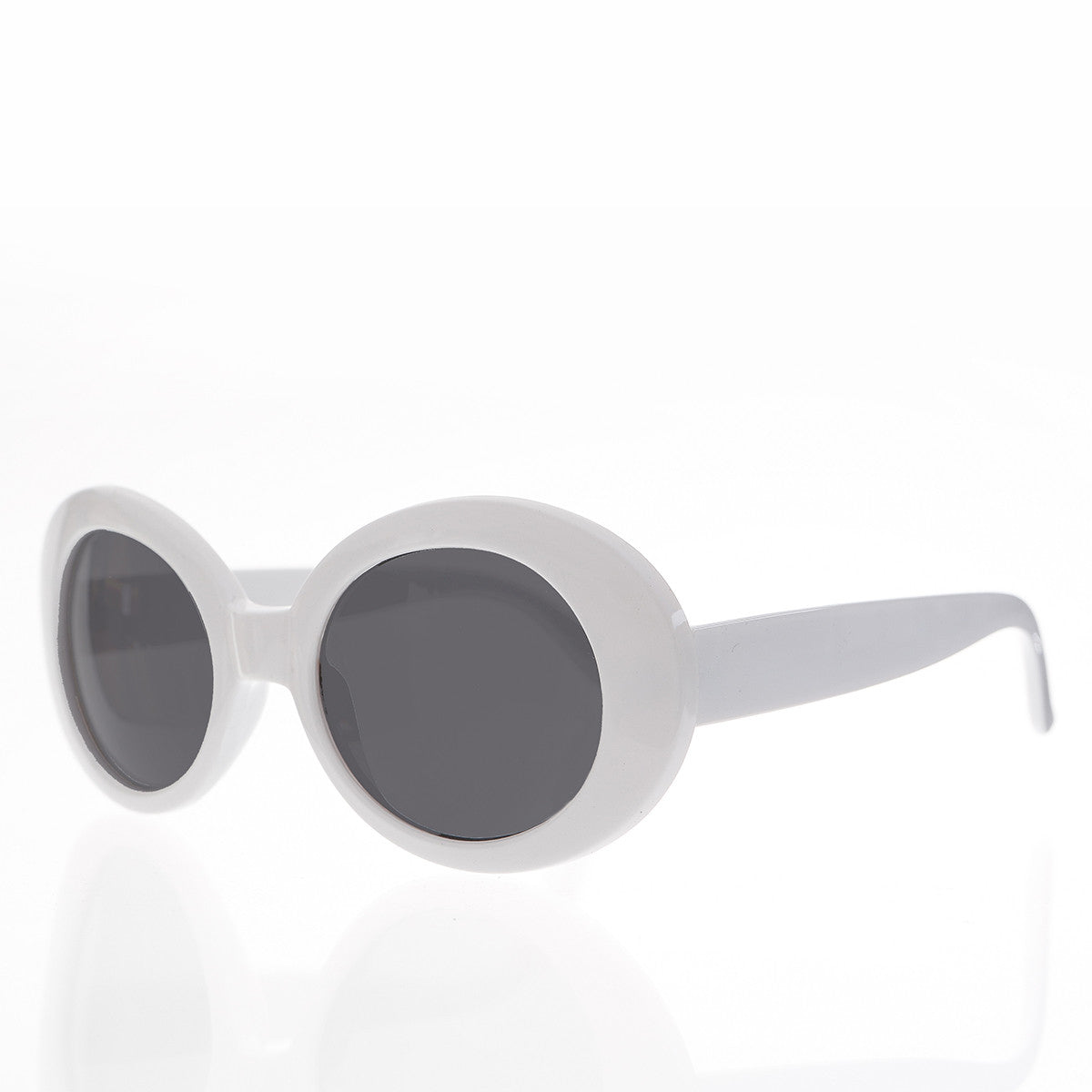 White Cat Eye Oval Clout Sunglass - Kurtis