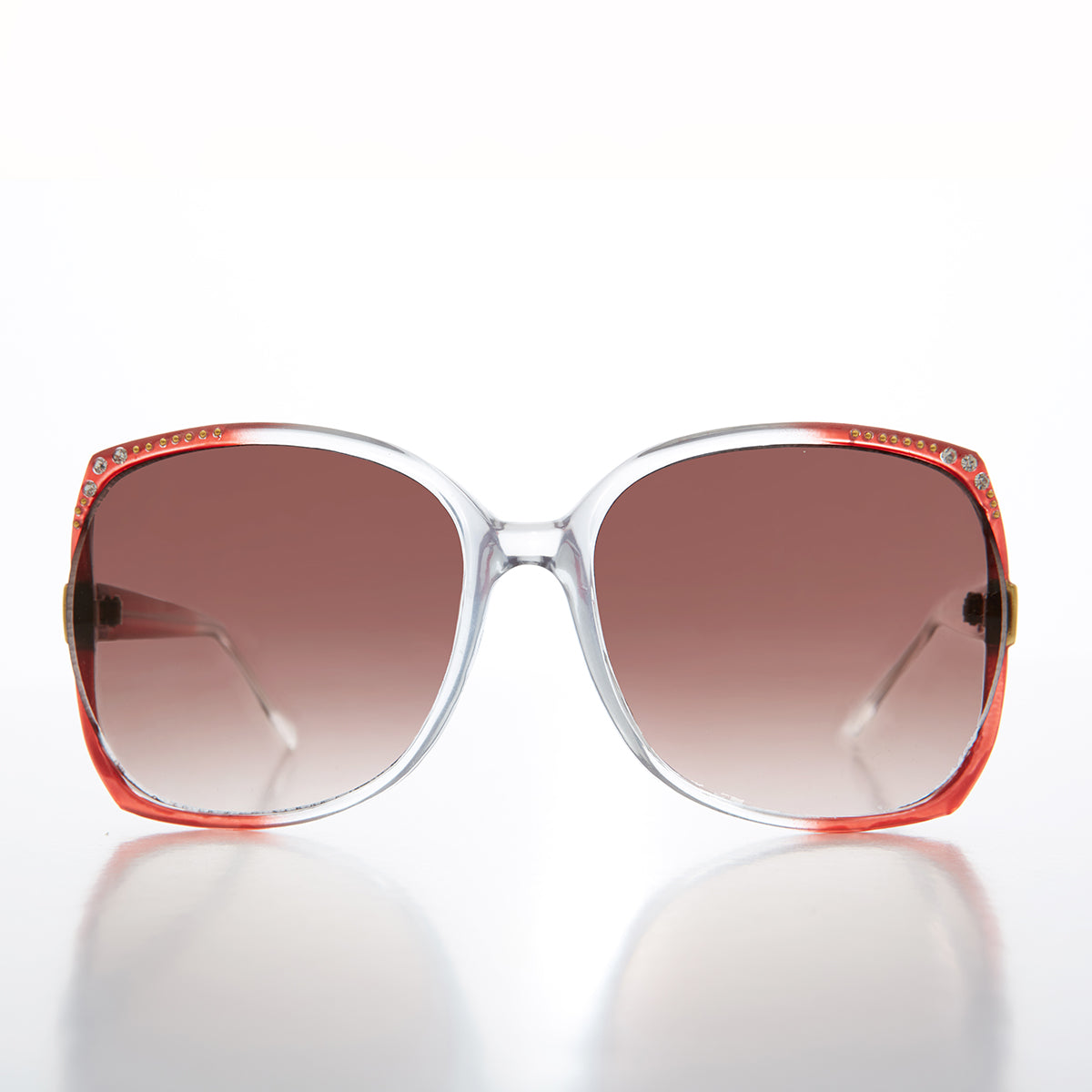 Oversized Women's Sunglass with Rhinestones - Lady