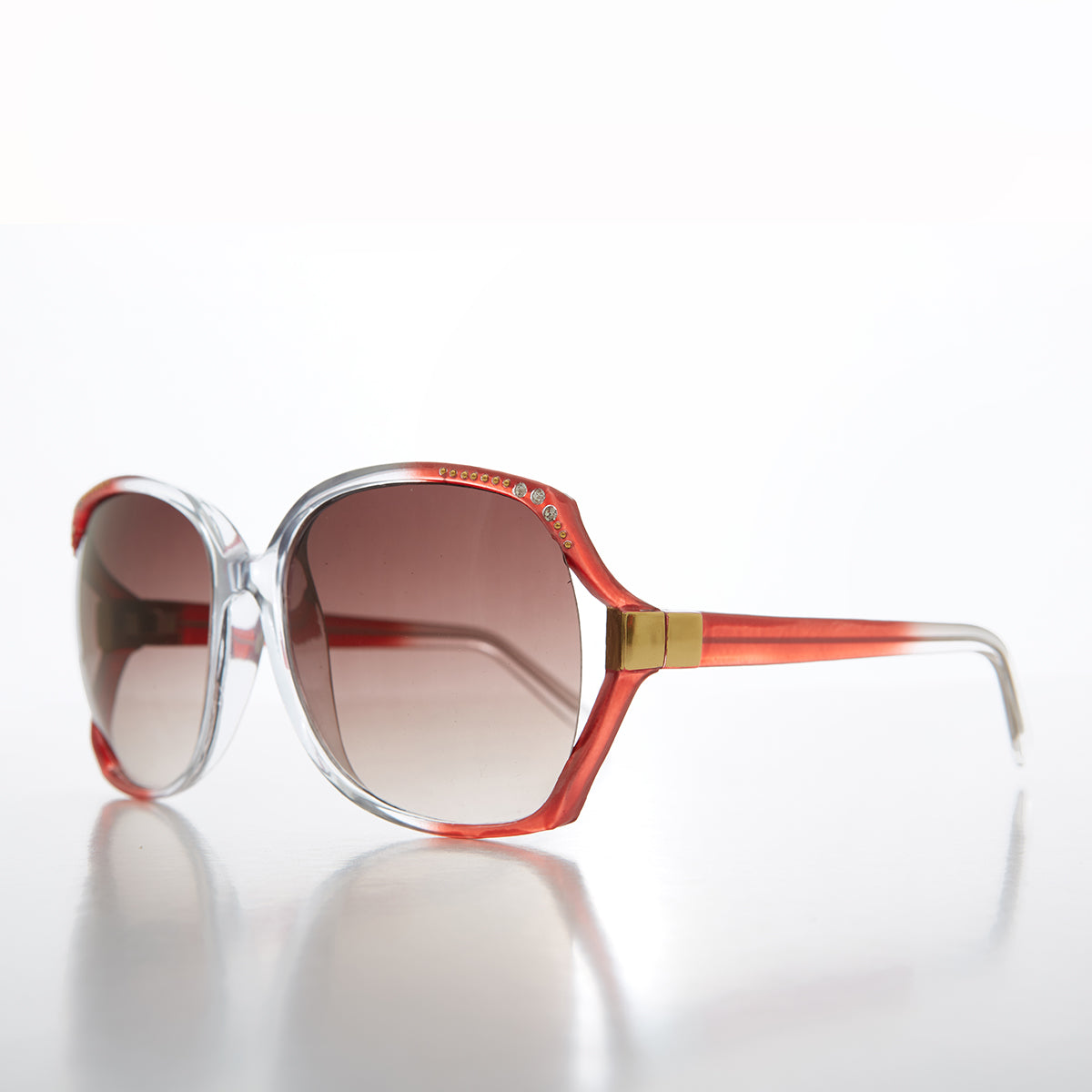 Oversized Women's Sunglass with Rhinestones - Lady