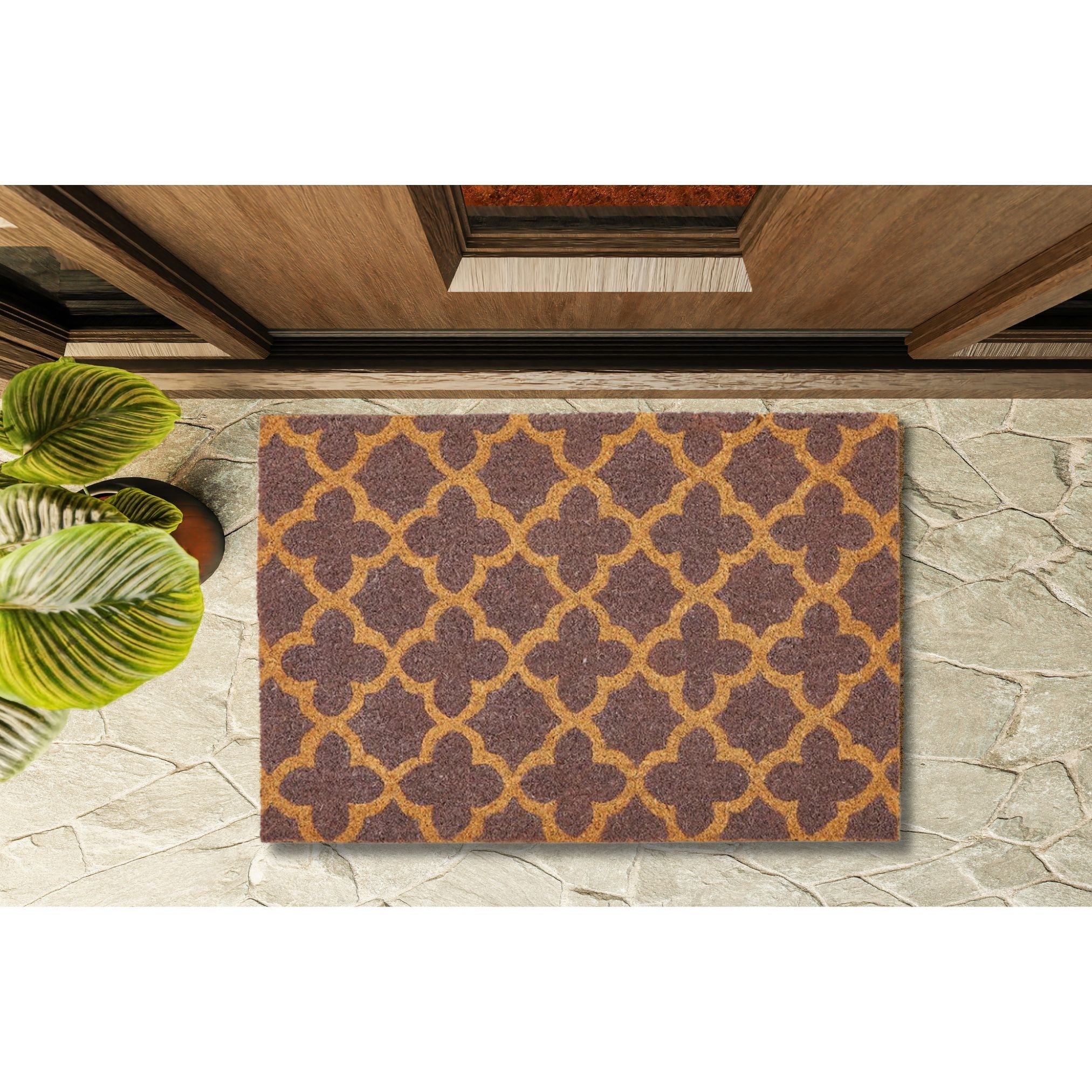 Lavender Print Coir Fiber Doormat | Outdoor Patio Rug | 24" X 17"