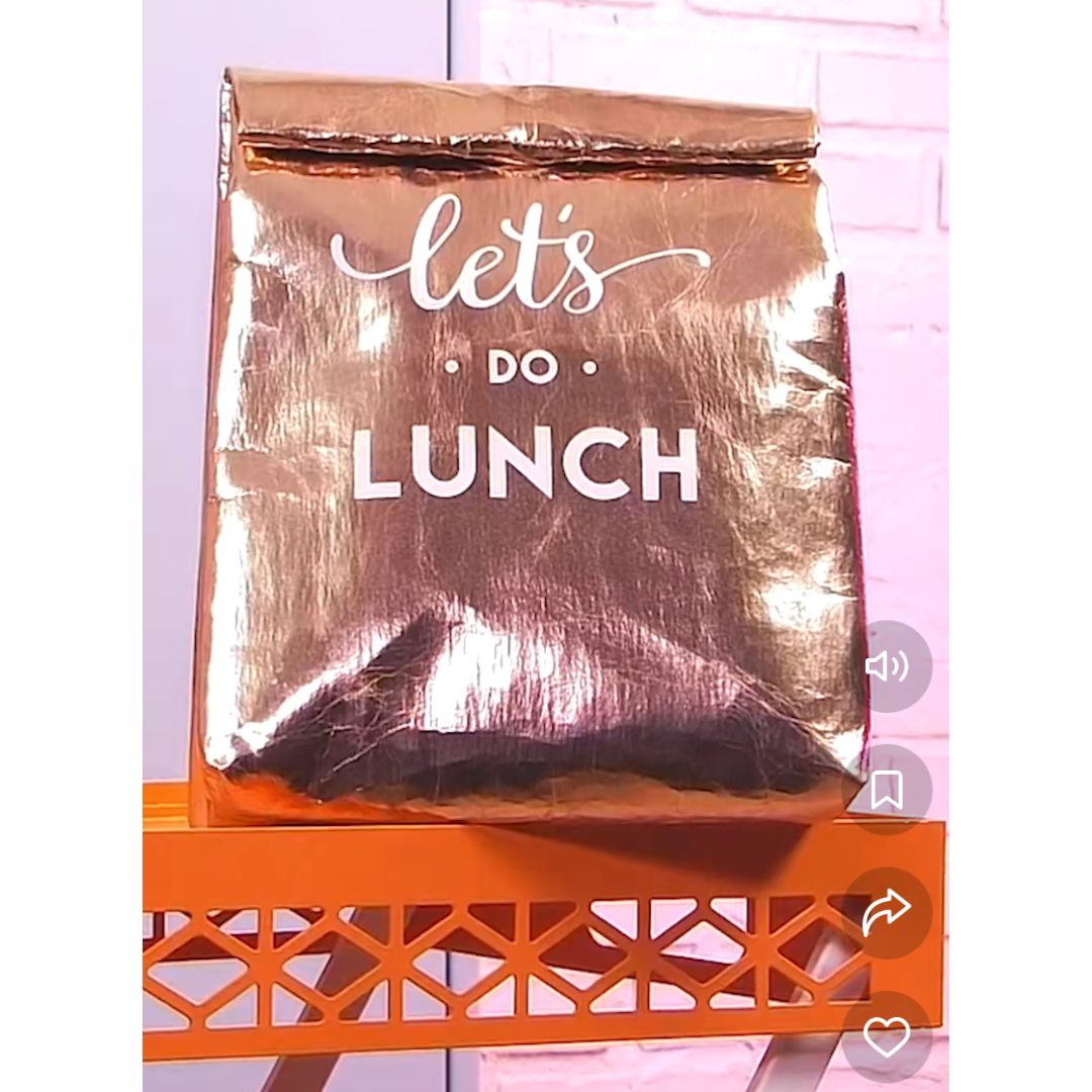 Let's Do Lunch Washable Paper Insulated Bag in Rose Gold