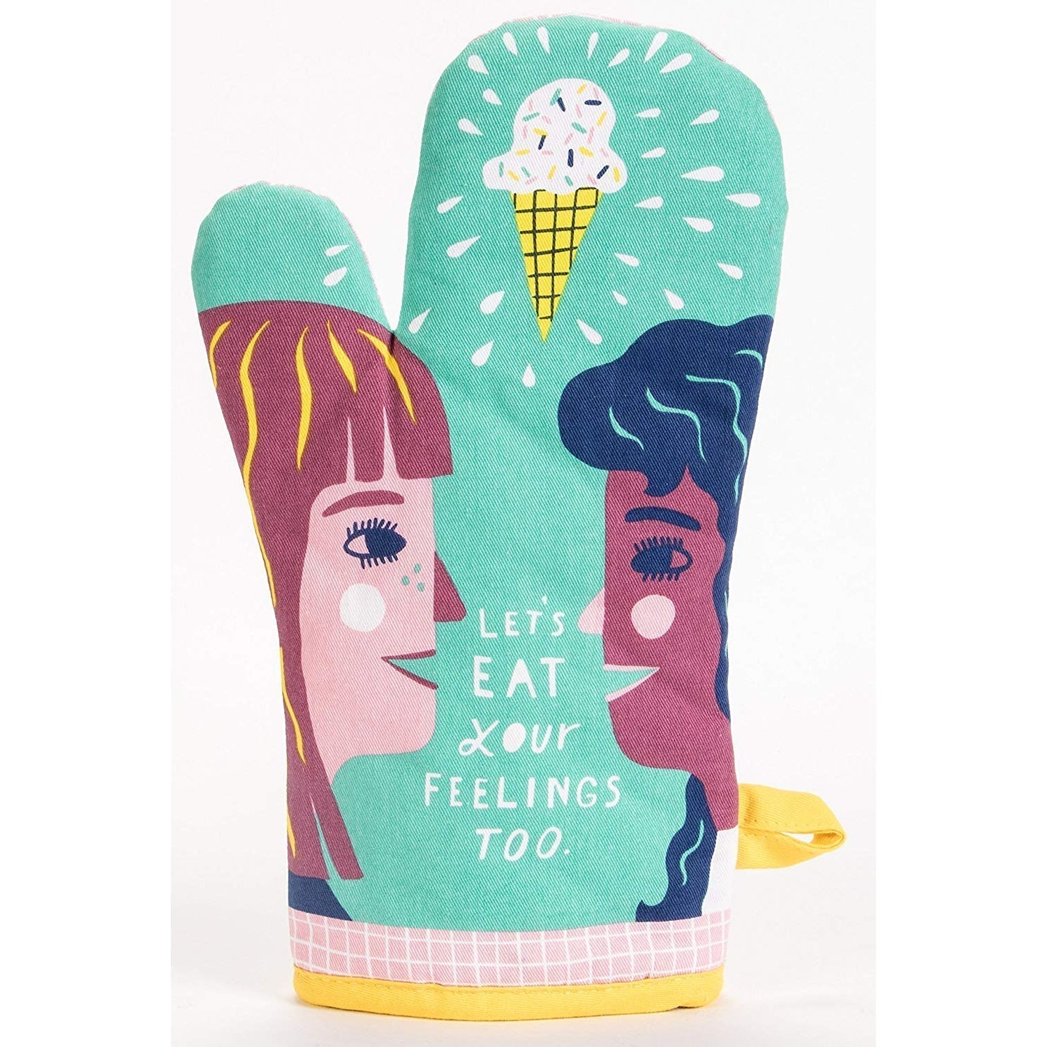 Let's Eat Your Feelings Too Oven Mitt | Couple and Ice Cream Motif | Kitchen Thermal Single Pot Holder | BlueQ at GetBullish