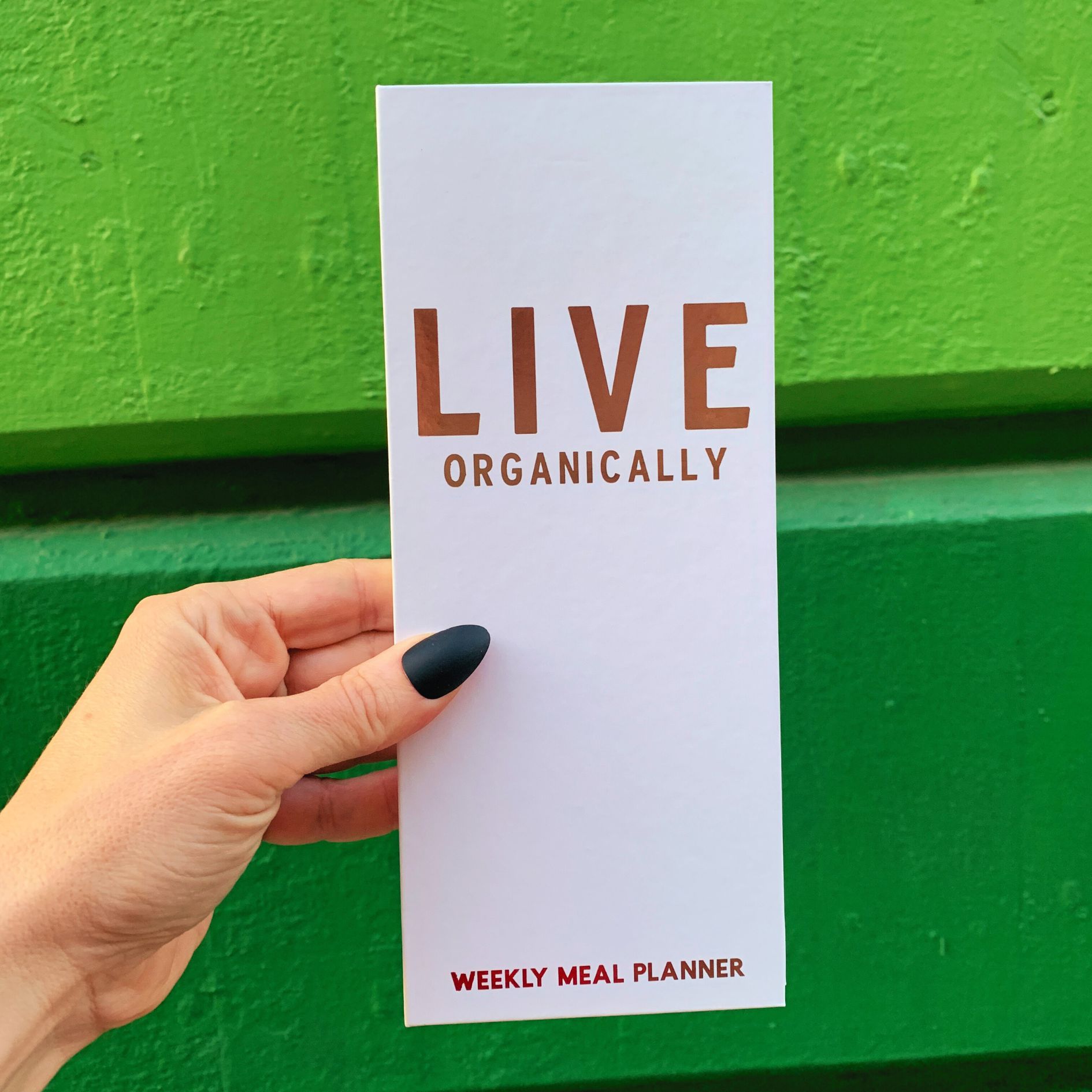 Live Organically Weekly Meal Planner | Hardbound | White and Rose Gold