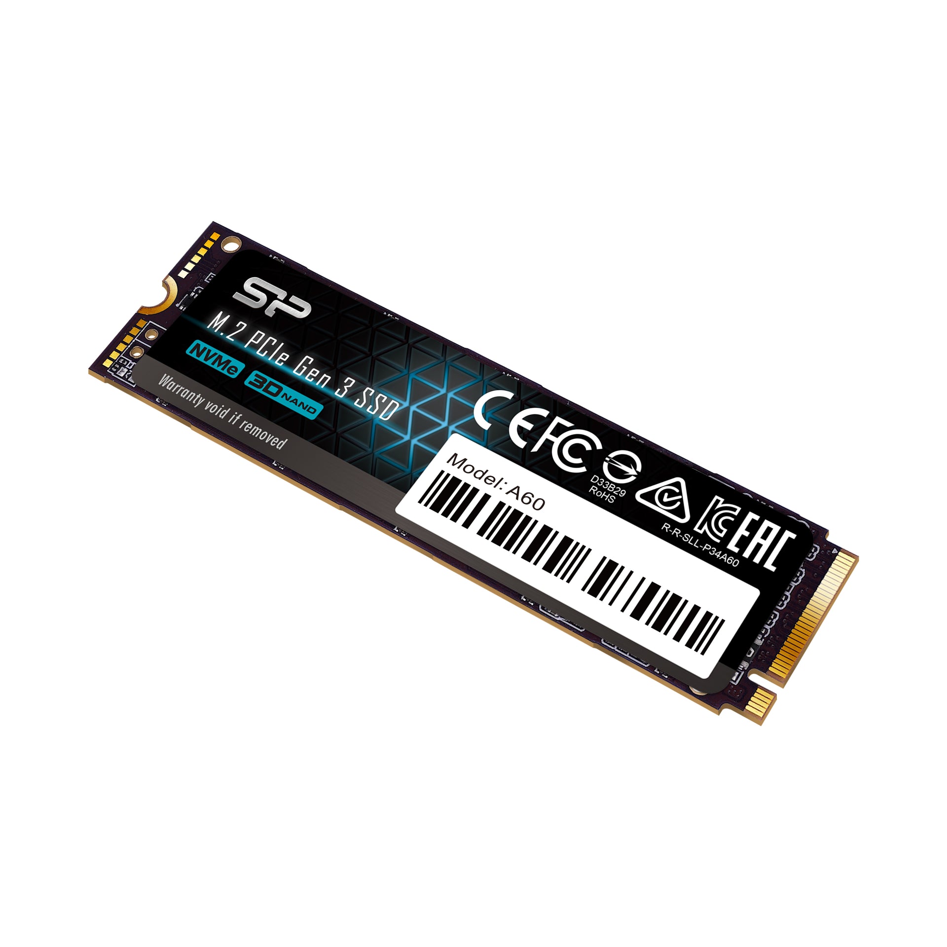 Silicon Power P34A60 128GB-2TB NVMe PCIe Gen3x4 M.2 2280 Internal Solid State Drive