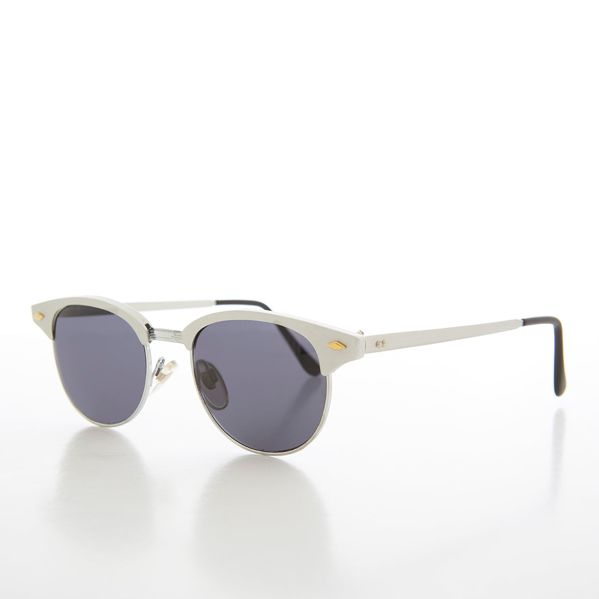 Sleek Silver Half Frame Vintage Sunglass - Minsky