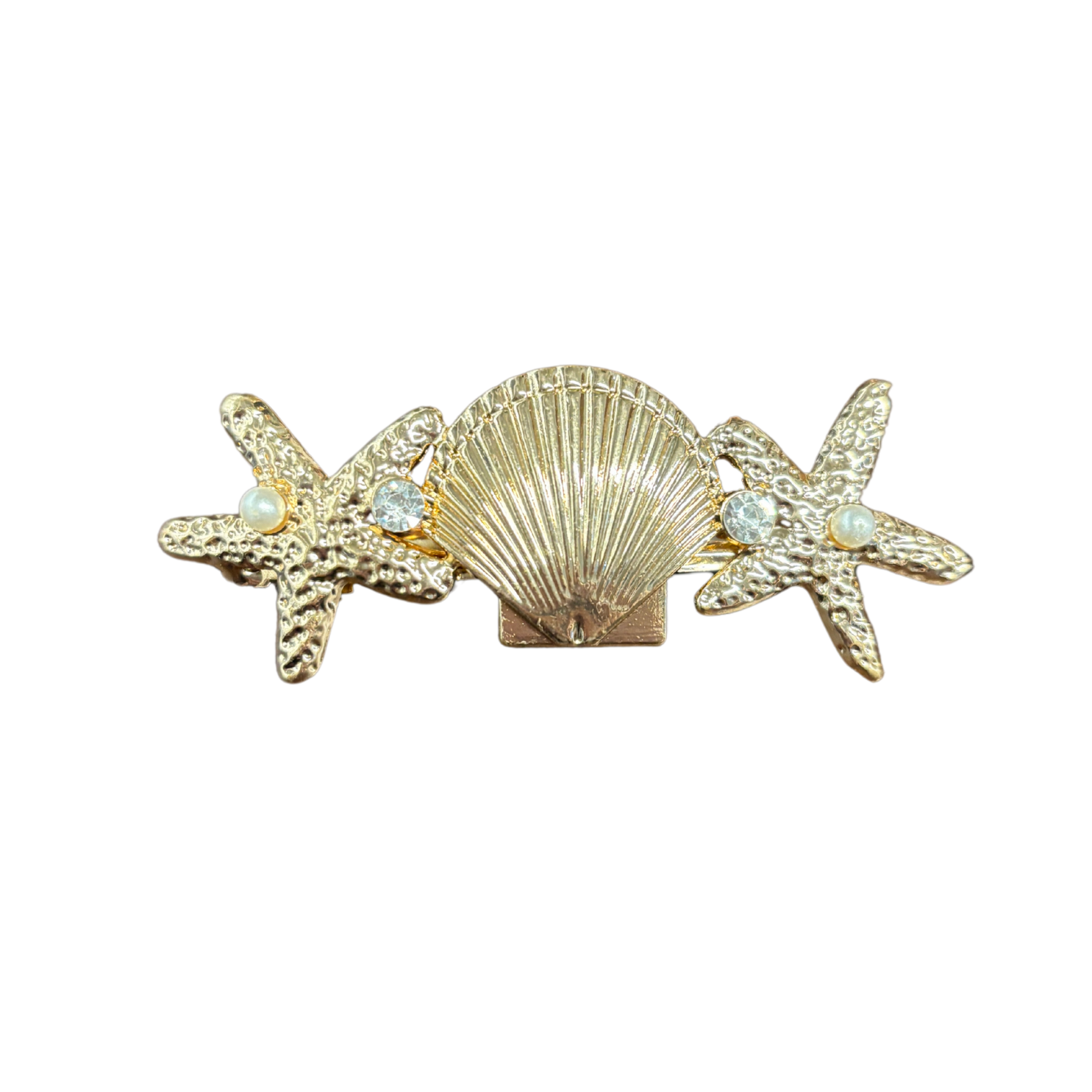 Mermaid Parade Gold Hair Clip with Sea Stars and Shell