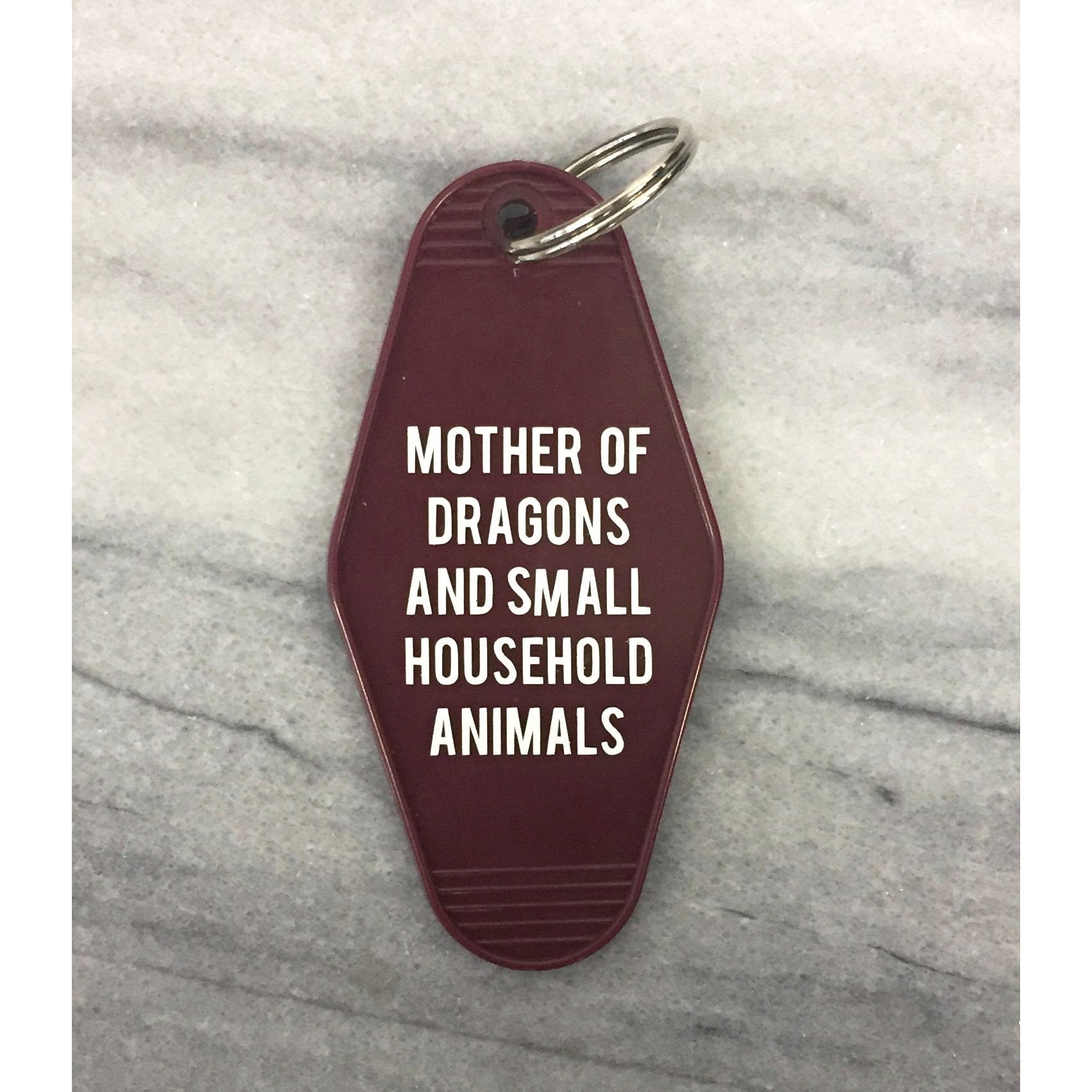 Mother of Dragons and Small Household Animals Motel Style Keychain in Dark Red