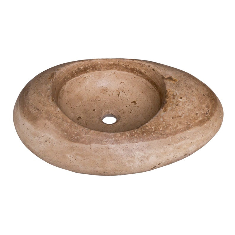 Noce Travertine Natural Stone Kayak Design Above Vanity Bathroom Vessel Sink (W)16" (L)23" (H)6"