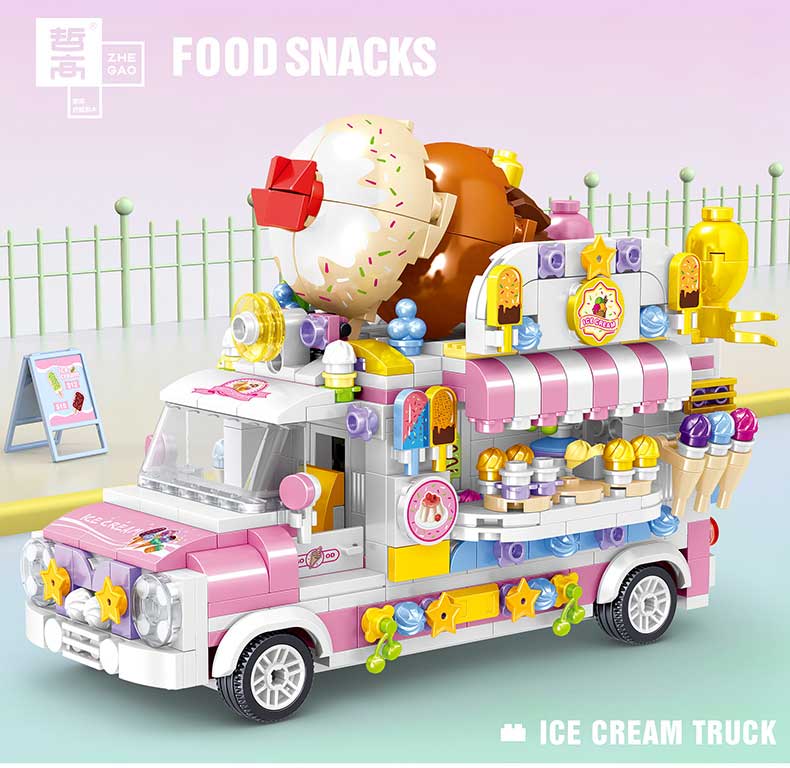 Ice Cream Truck Building Block toys Minifigures Food Trucks Fun for All over 500 Pieces