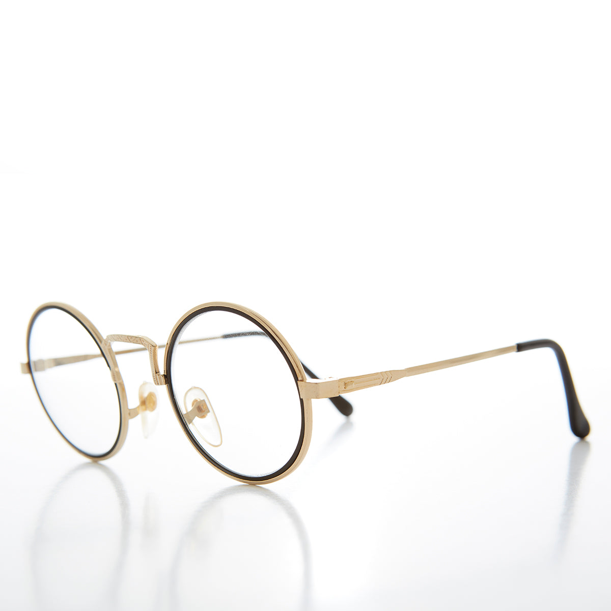 Vintage Round Clear Lens Pretend Eye Glasses - Oreo