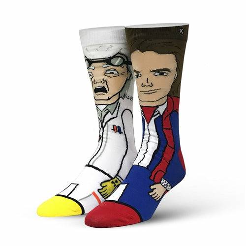 Back to the Future "Doc & Marty" Men's 360 Knit Mix-Match Socks (Size 6-13)