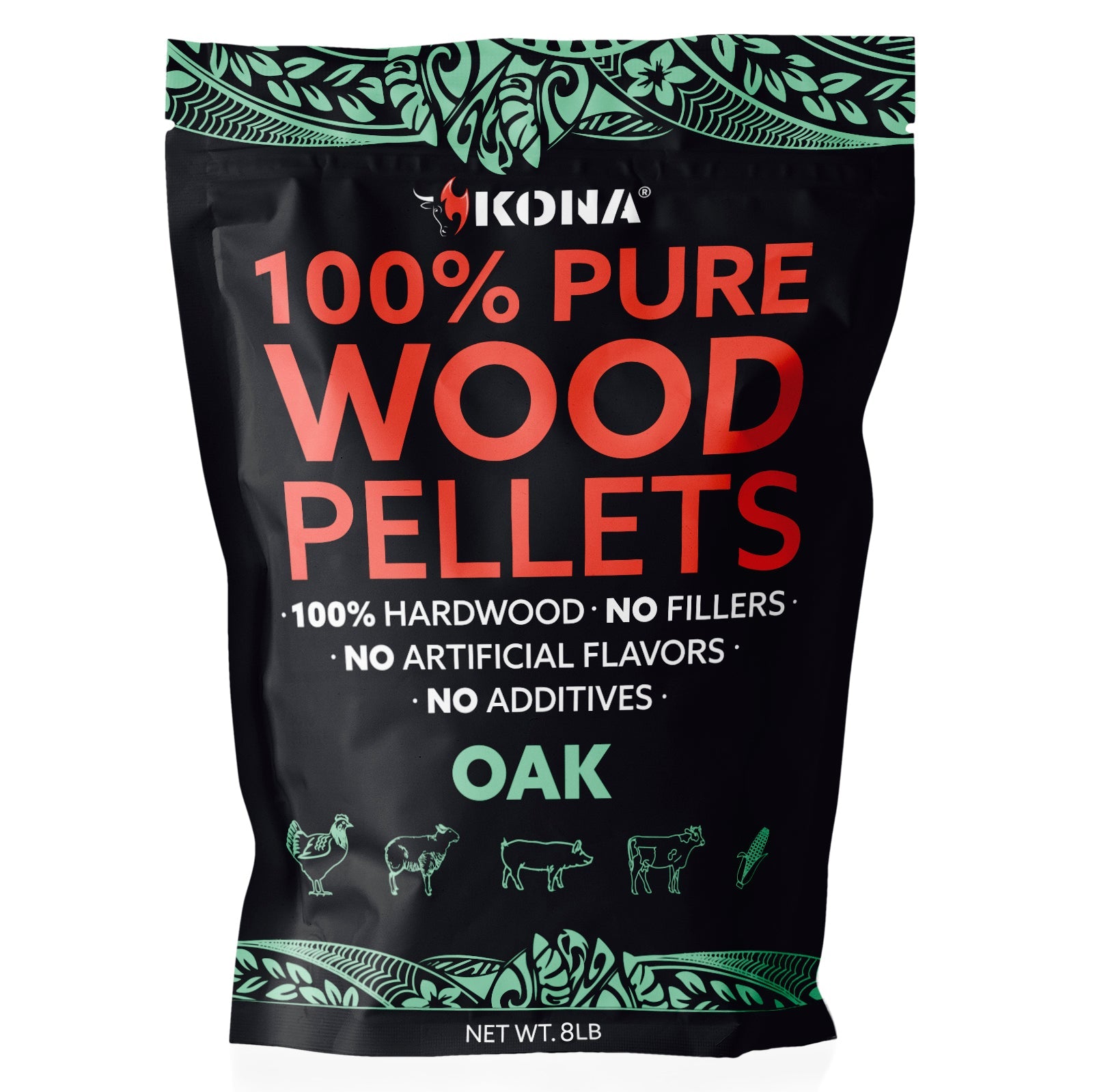 Kona 100% Oak Wood Pellets - Grilling, BBQ & Smoking - Concentrated Pure Hardwood - Mellow Smoke