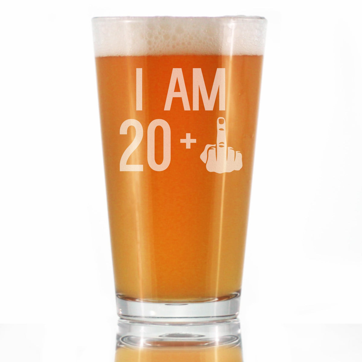 20 + 1 Middle Finger - 16 oz Pint Glass for Beer - Funny 21st Birthday Gifts for Men Turning 21