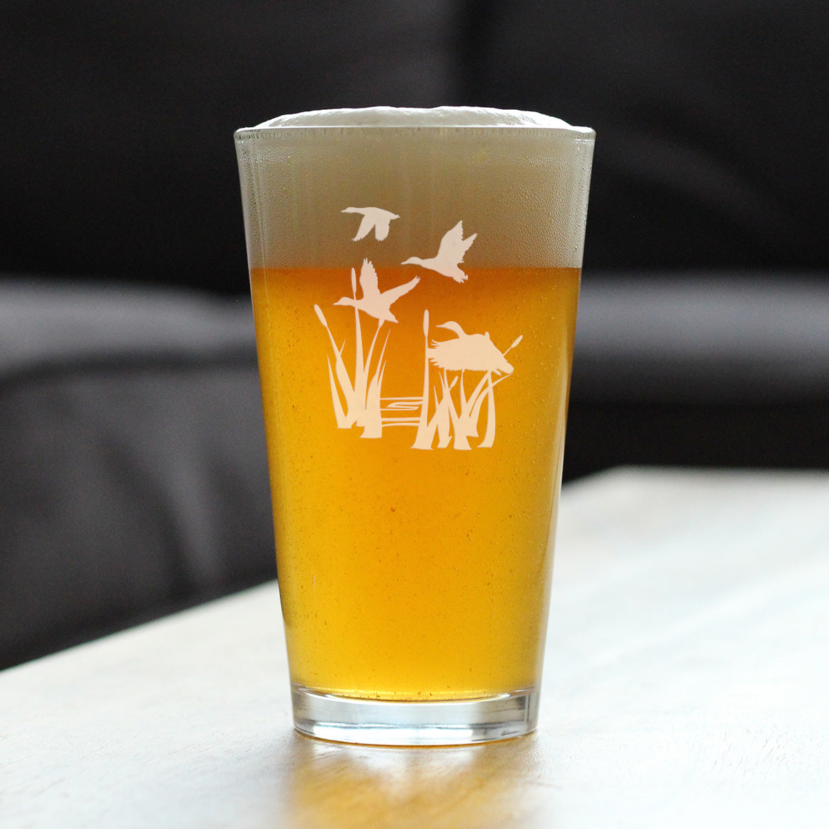 Duck Pond - Pint Glass for Beer - Cabin Themed Gifts or Rustic Decor for Men and Women - Fun Drinking or Party Glasses - 16 oz