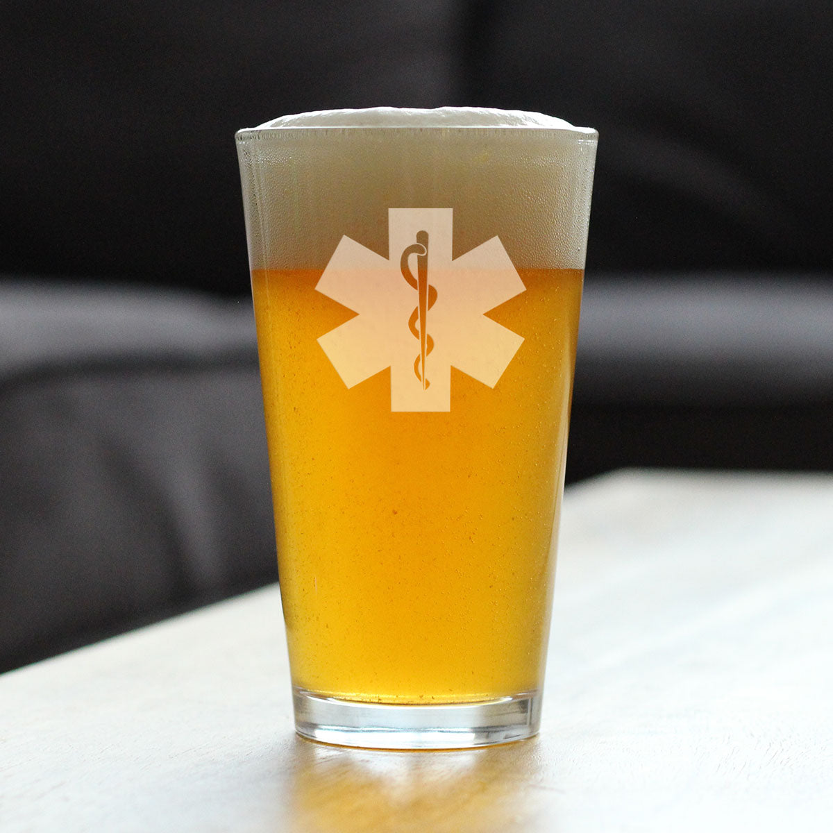 EMT Star of Life Pint Glass for Beer - EMS Themed Gifts for Paramedics and EMTS - 16 Oz