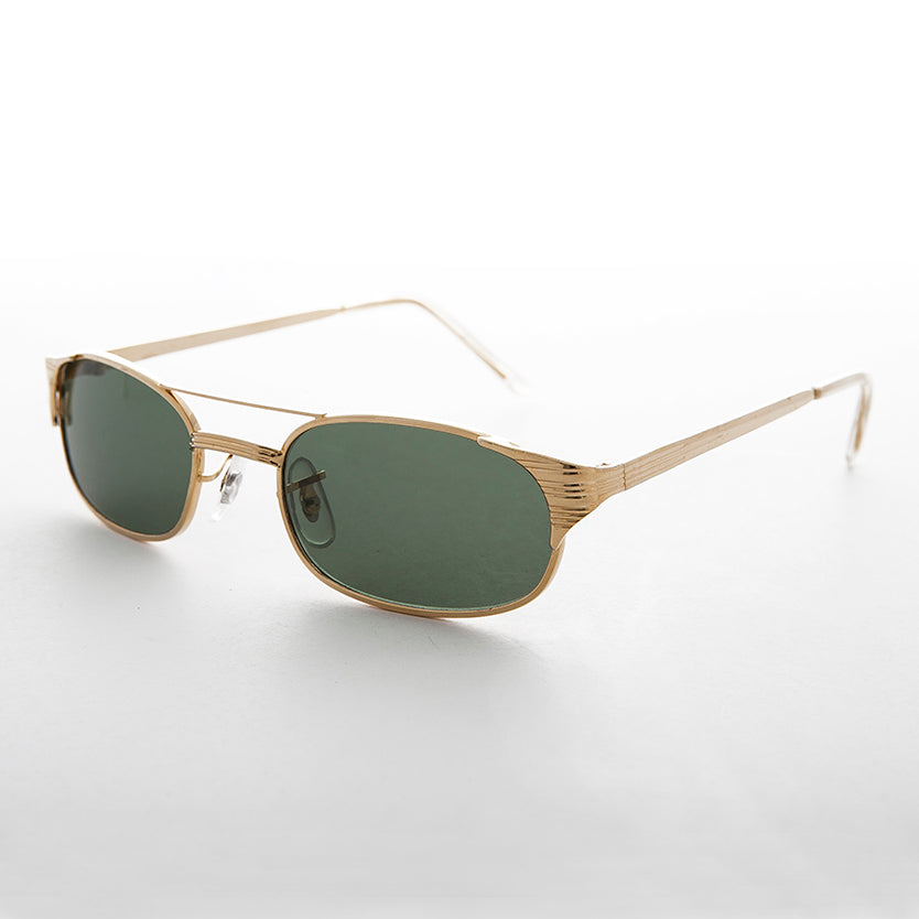 Narrow Rectangular Aviator Frame with Glass Lens - Poncho