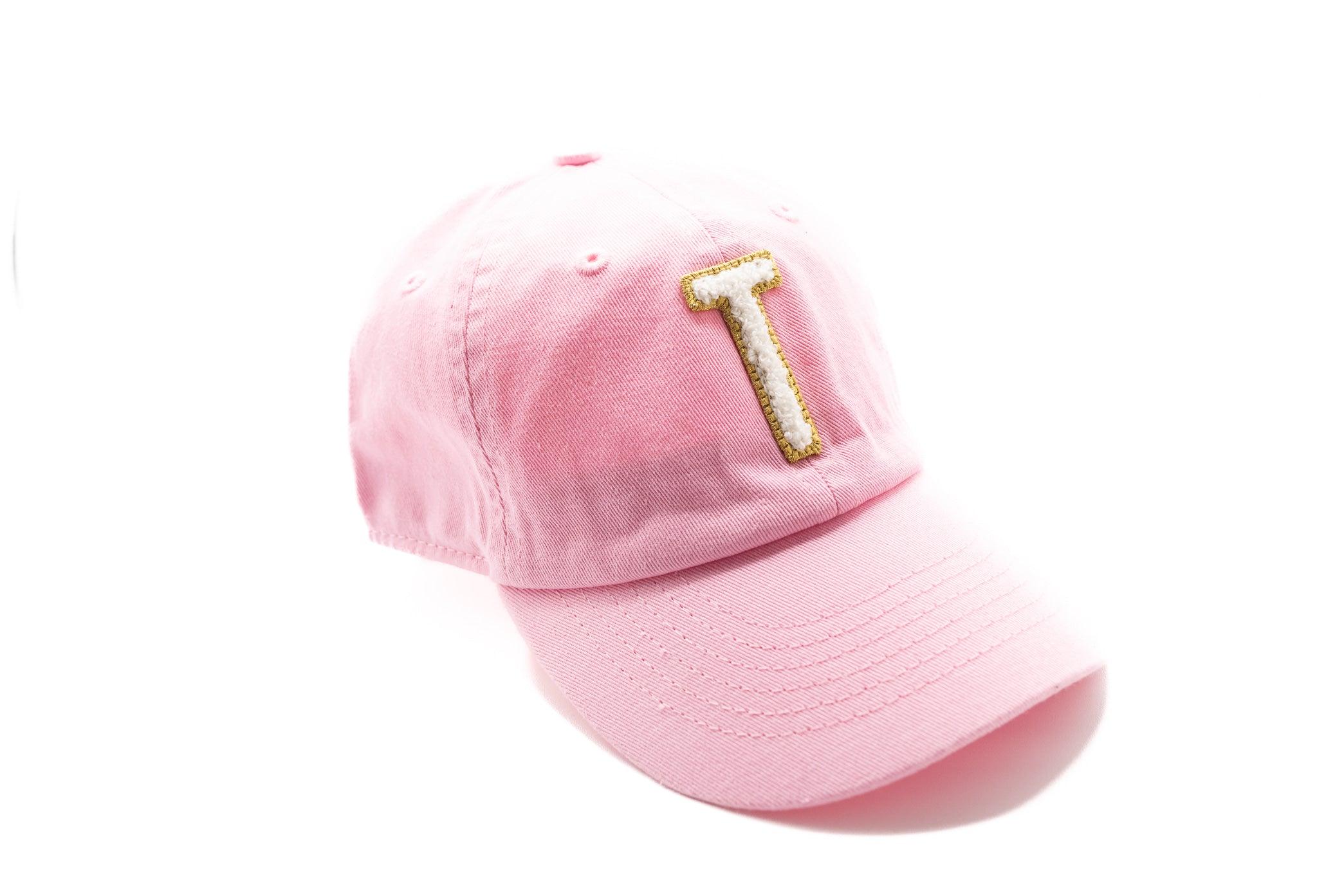 Light Pink Hat + Gold & White Terry Letter